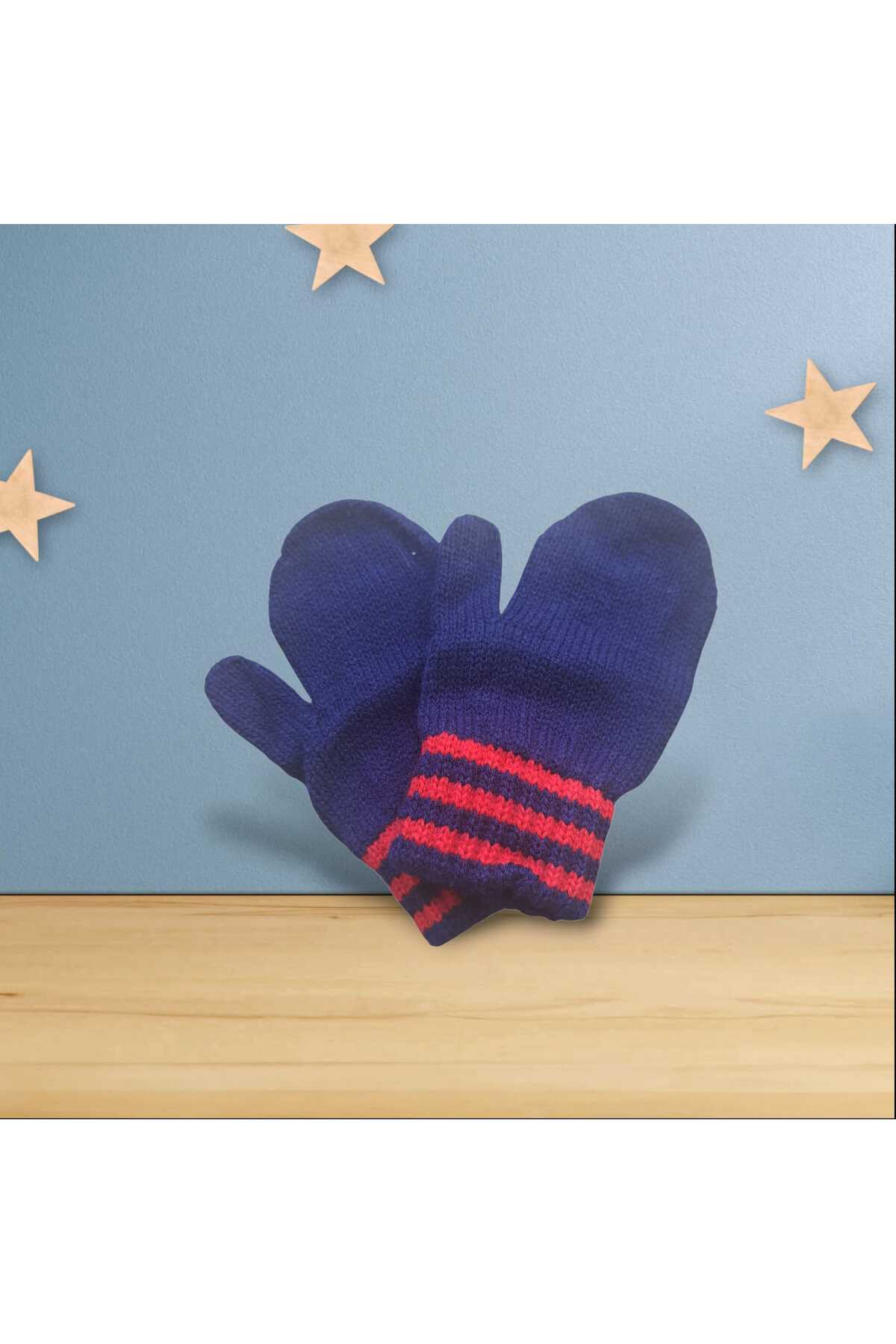 eleven market Parmaksız Erkek Bebe Eldiveni Lacivert Örgü Eldiven 0-3 Yaş fotoğrafı 2 (önizleme)