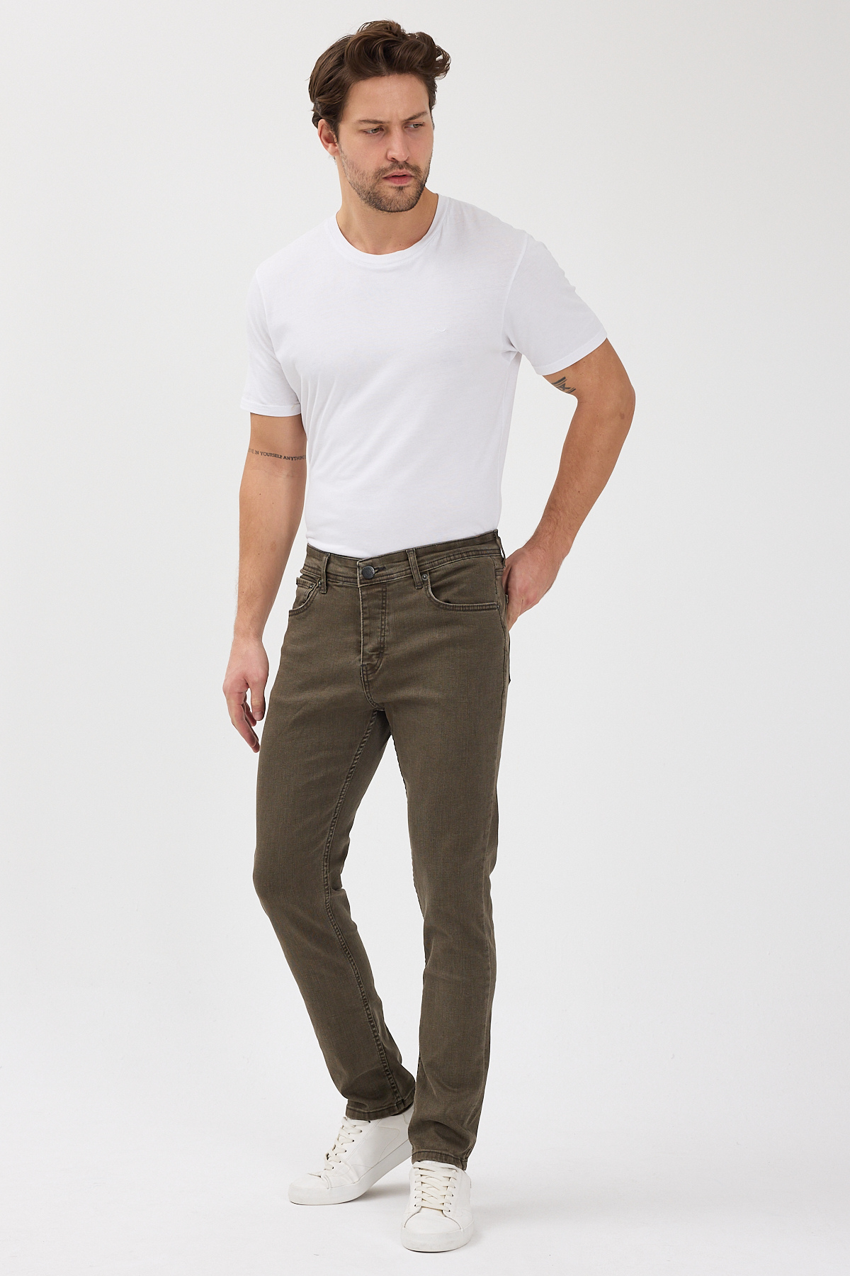 LOCUS JEANS  Erkek Koyu Kahverengi Slim Fit Likralı Yüksek Bel Kot Pantolon LCS69031109 - Görsel 2