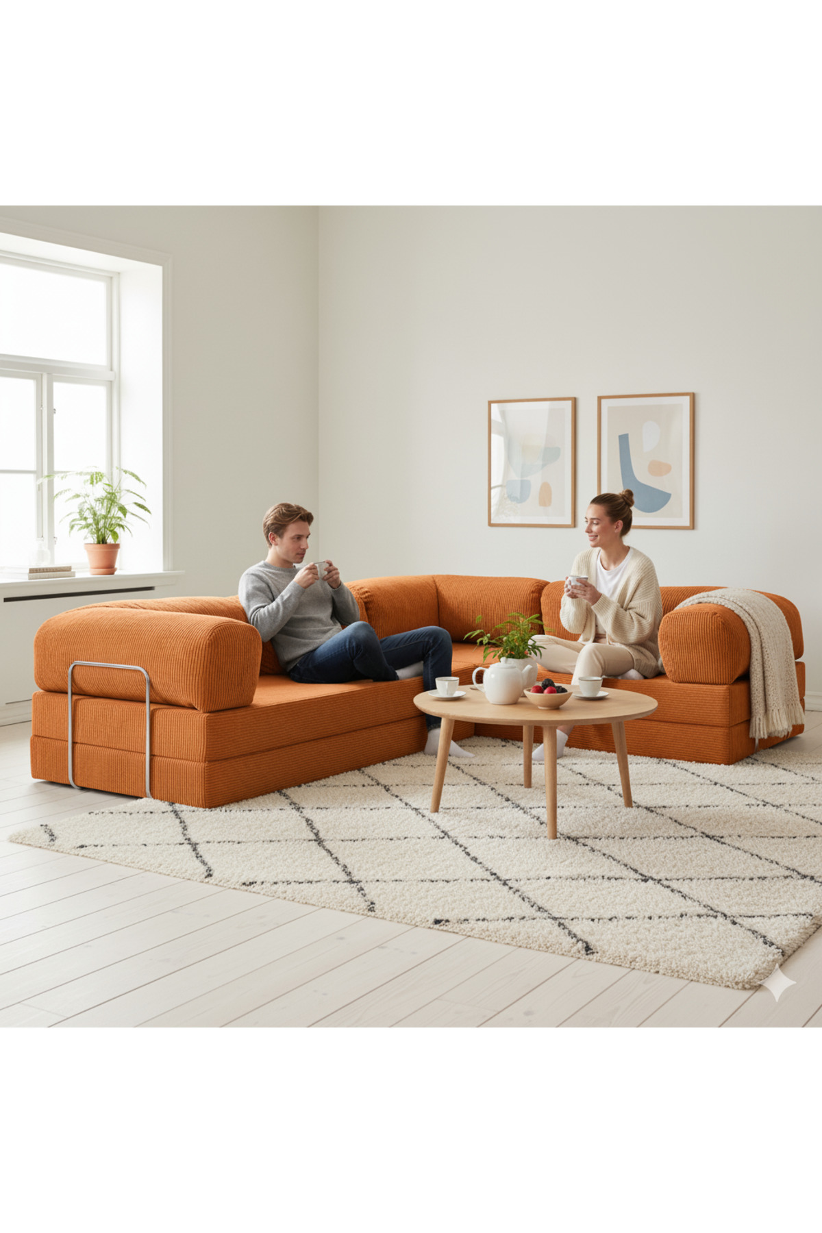 DECHOME 300X200 Kapali Köşe | KOŞE Koltuk | Yıkanabilir | Çok Fonksiyonlu Yer Yatağıyeny Fitilli | Demirli