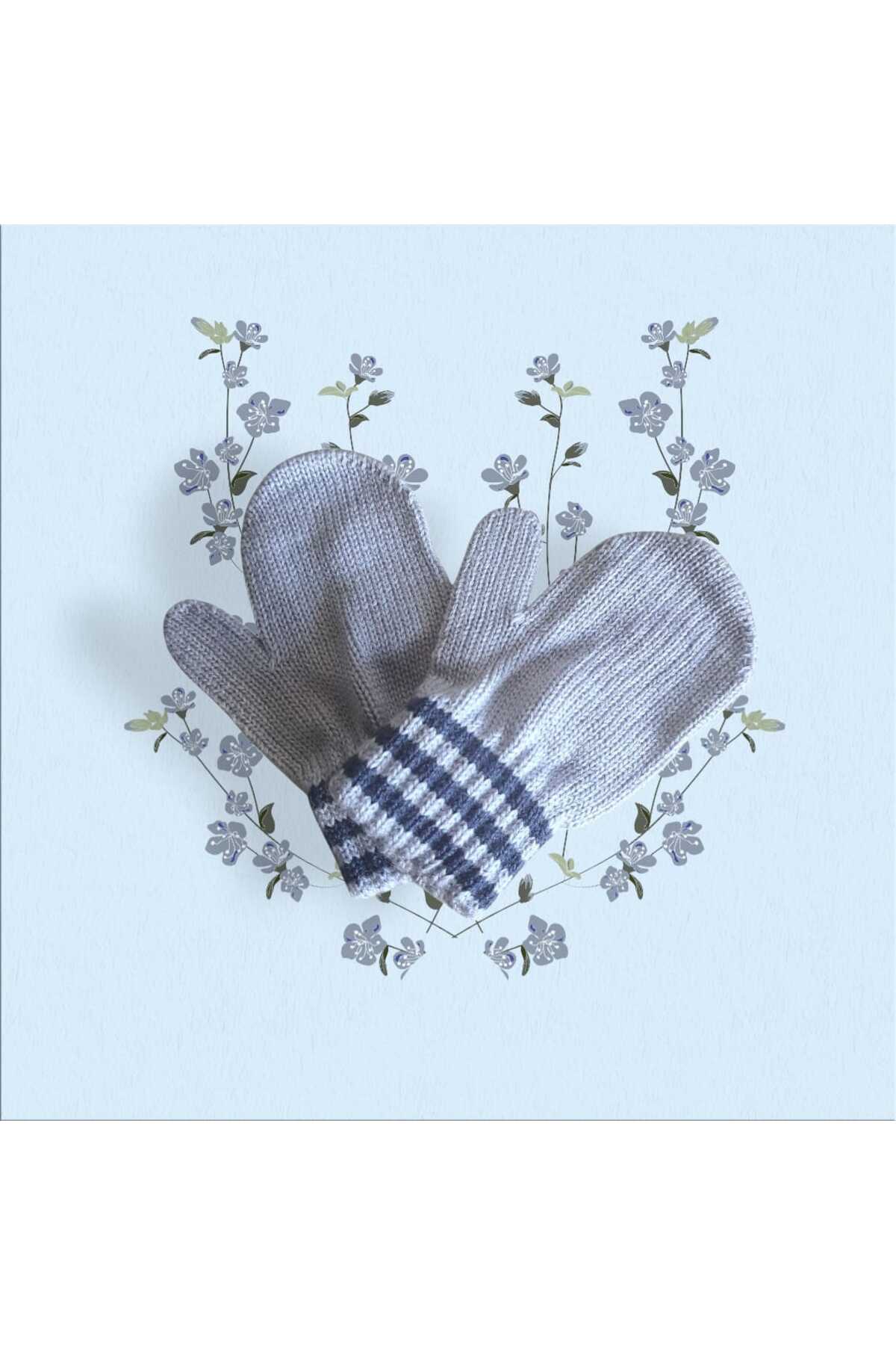 eleven market Parmaksız Erkek Bebe Eldiveni Gri Örgü Eldiven 0-3 Yaş fotoğrafı 7 (önizleme)