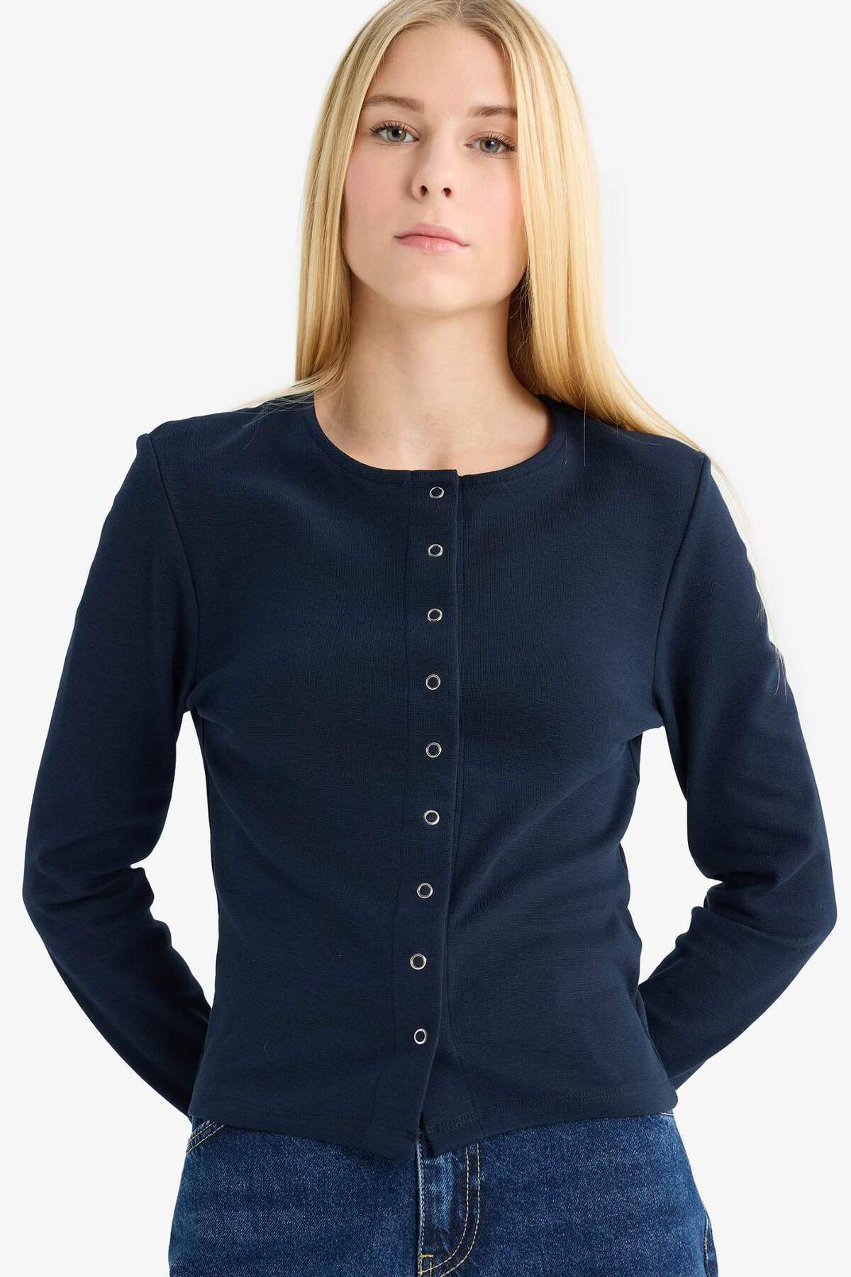 DeFacto Fitted Bisiklet Yaka Ribana Hırka G2806AX25AU