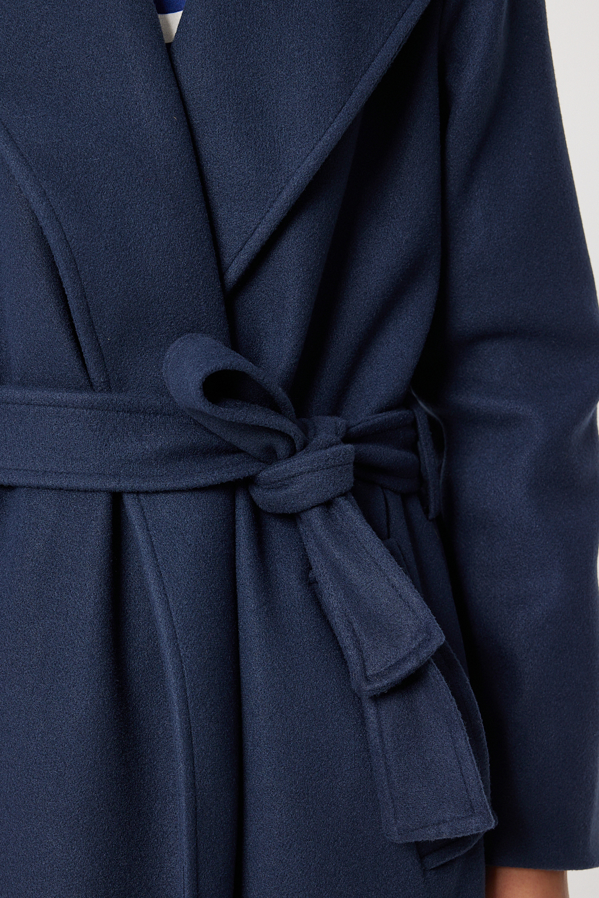 Lovelyİstanbul  Kruvaze Yaka Kuşaklı Kaşe Kaban LGP0030 LACİVERT - Görsel 7