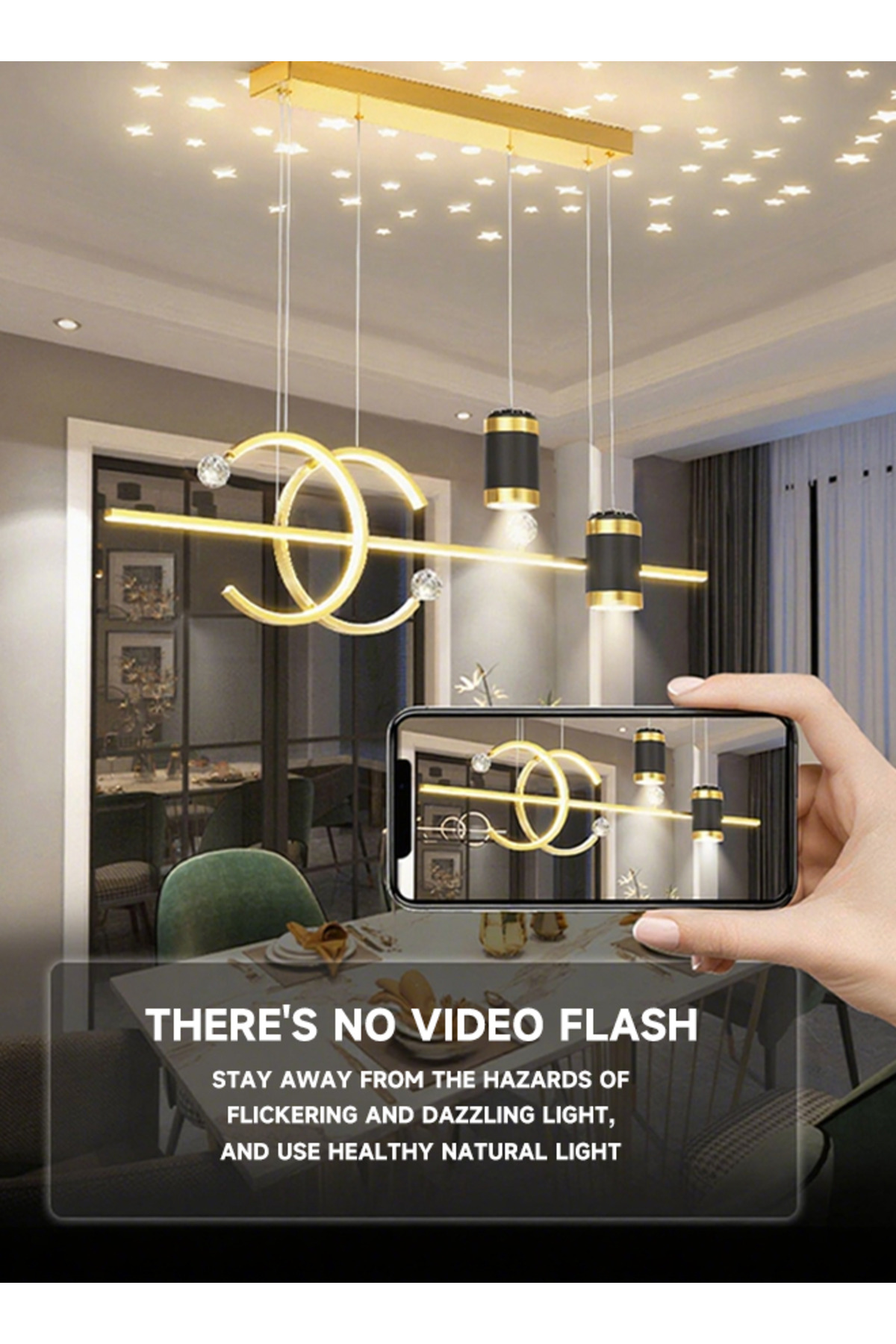 ثريا مطعم عصرية بسيطة - شريط LED طويل من نورديك، ذ...