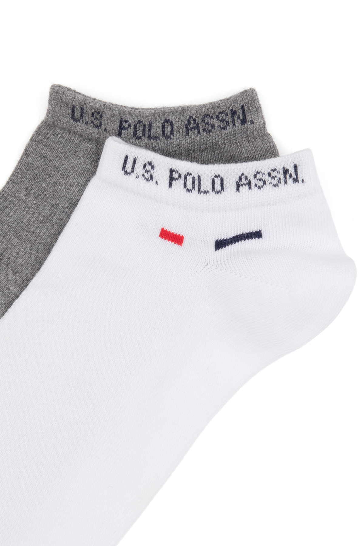 U.S. Polo Assn.  Erkek Gri Melanj Beyaz 2'li Patik Çorap 50317961-VR013 - Görsel 2