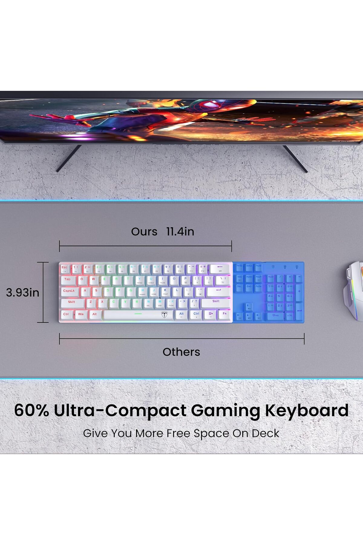 لوحة مفاتيح ألعاب سلكية مزودة بـ 61 مفتاحًا وإضاءة...