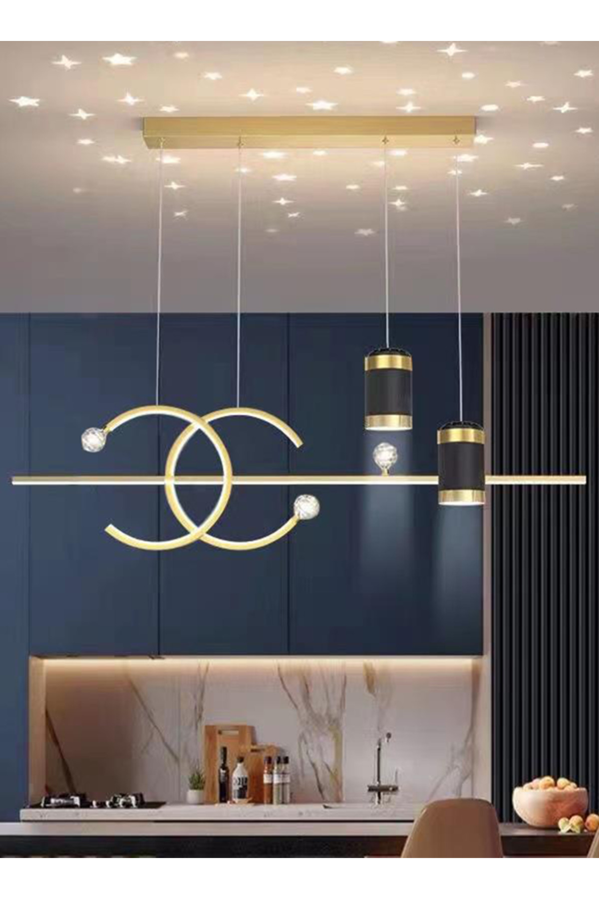 ثريا مطعم عصرية بسيطة - شريط LED طويل من نورديك، ذ...