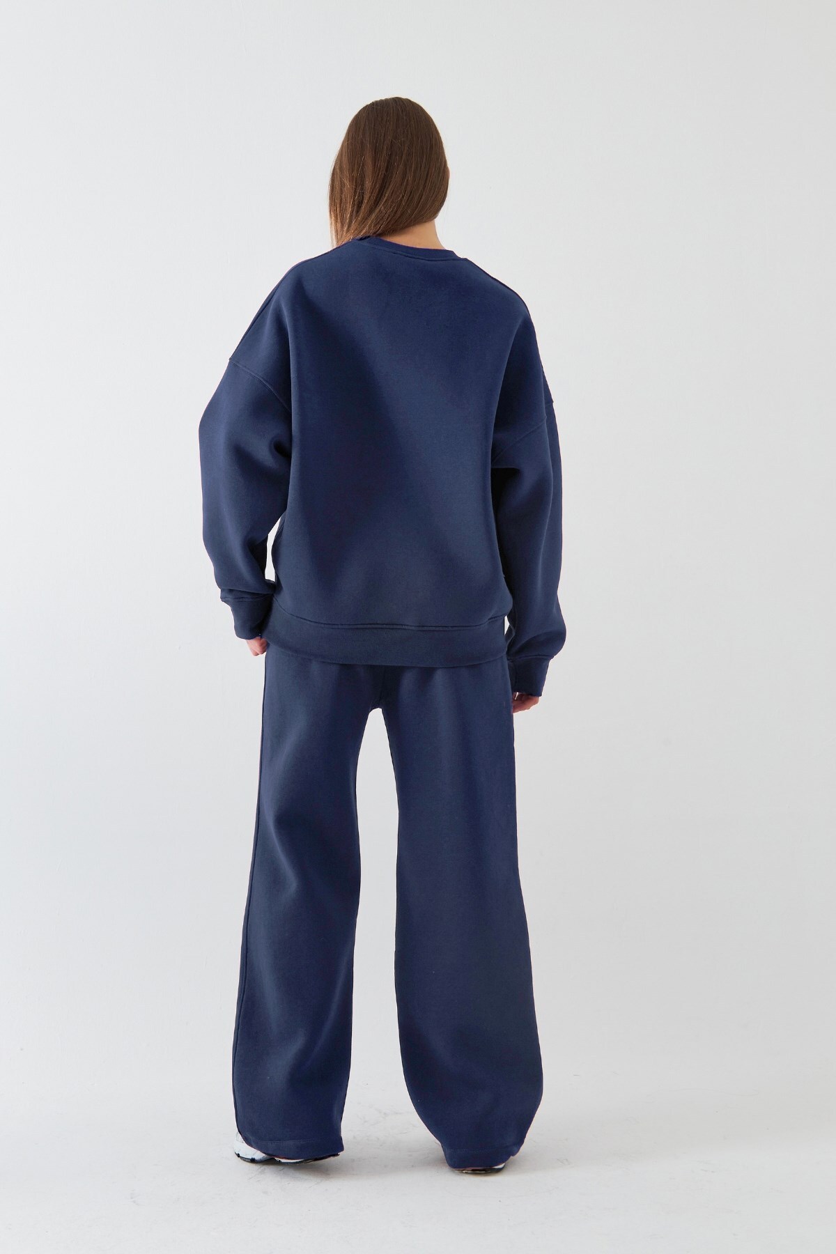 Unisex Oversize Eşofman Takımı Basic Marine – Bisiklet Yaka, Bol Paça, 3 İplik Şardonlu Polar — رنگارنگ PRA-13143858-547516 — تصویر 6 از 7