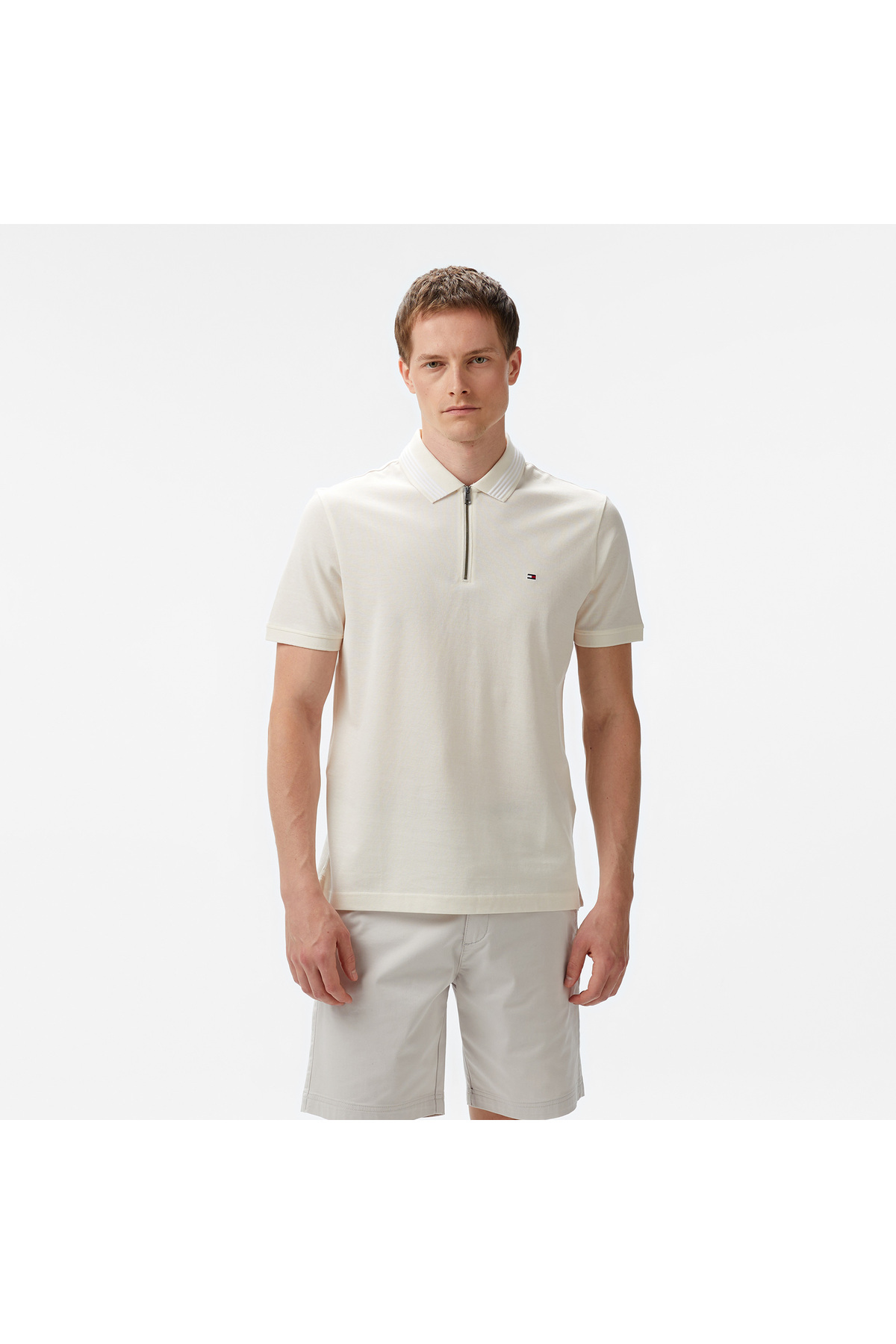 تامی هیلفیگر تی‌شرت یقه گرد کرم مردانه Mercerised Pique