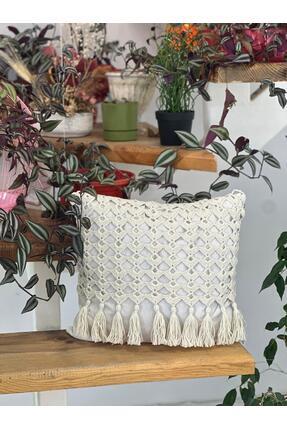 Home Krem Makrome Örgü Yastık Kılıfı