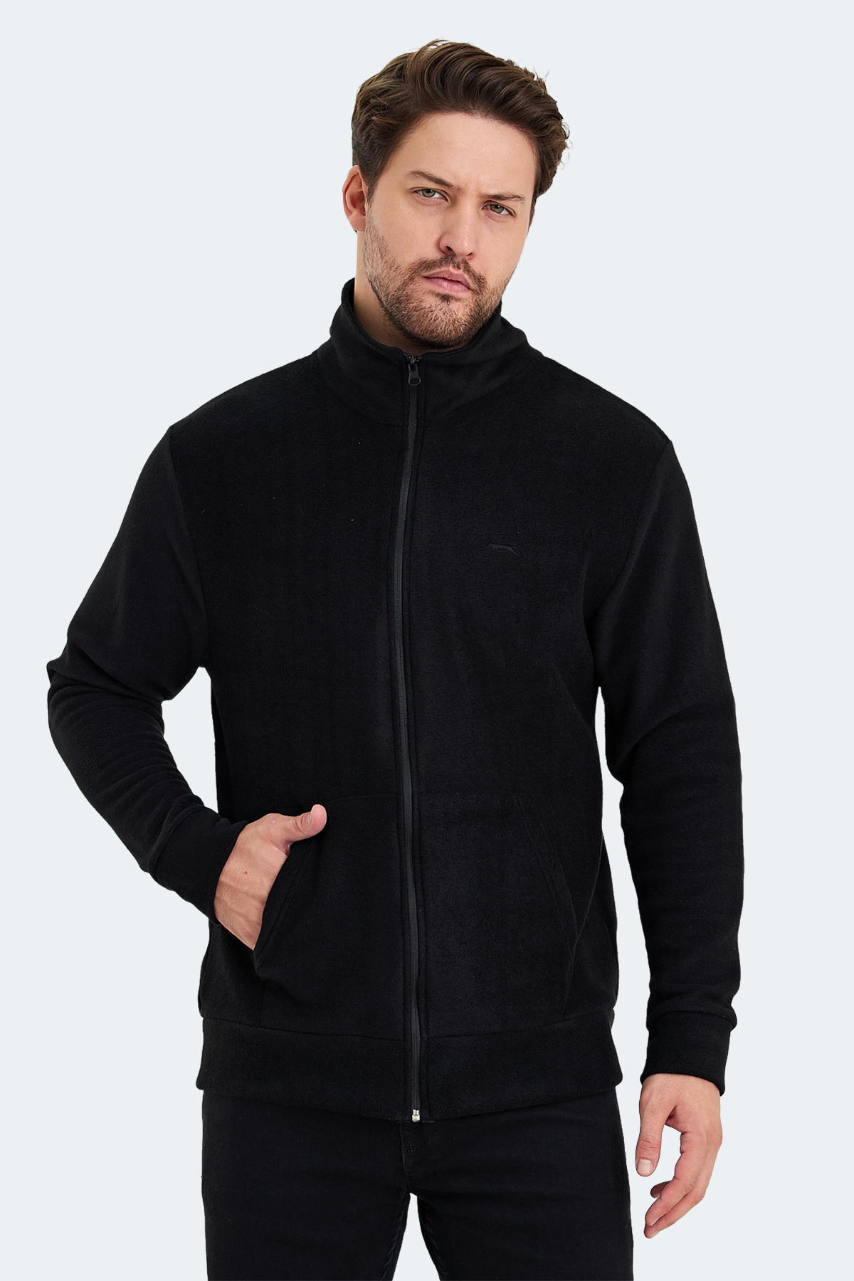 Slazenger SANSA 2 Lİ SET Erkek Fermuarlı Dik Yaka Cepli Siyah - Haki Polar görsel 2