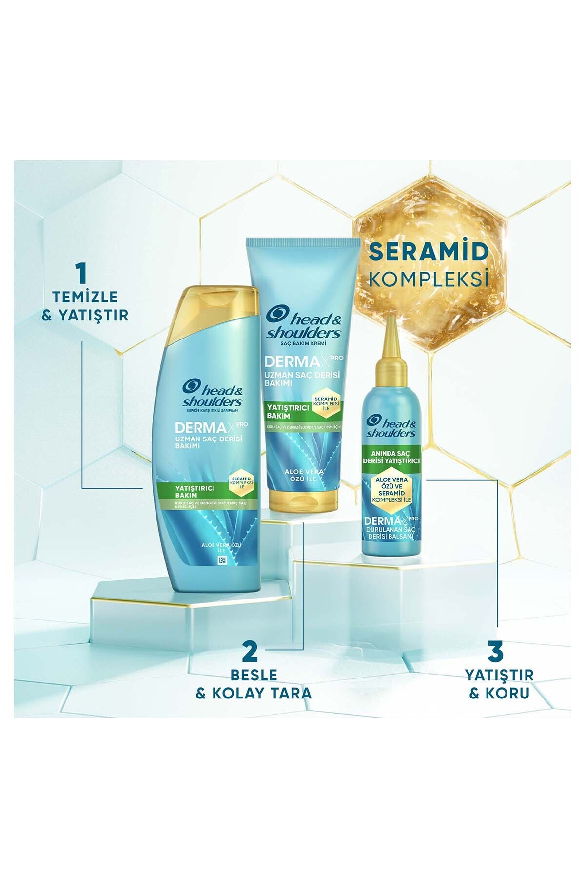 DermaXPRO Anında Yatıştırıcı Durulanan Saç Derisi Balsamı Aloe Vera Özü ve Seramid ile 145ml x 2 — 8681002998506 — تصویر 4 از 4