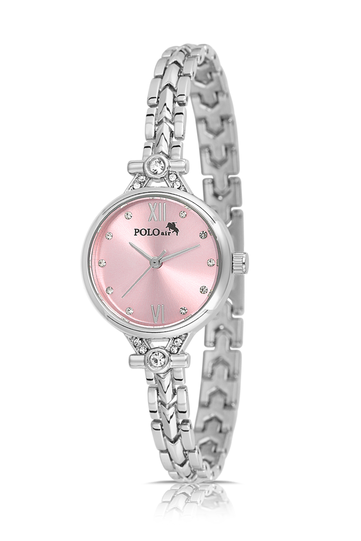 polo air  Zarif Kadın Kol Saati Yıldız Bileklik Kombin Gümüş Pembe Renk PL-1557B3 - Görsel 6