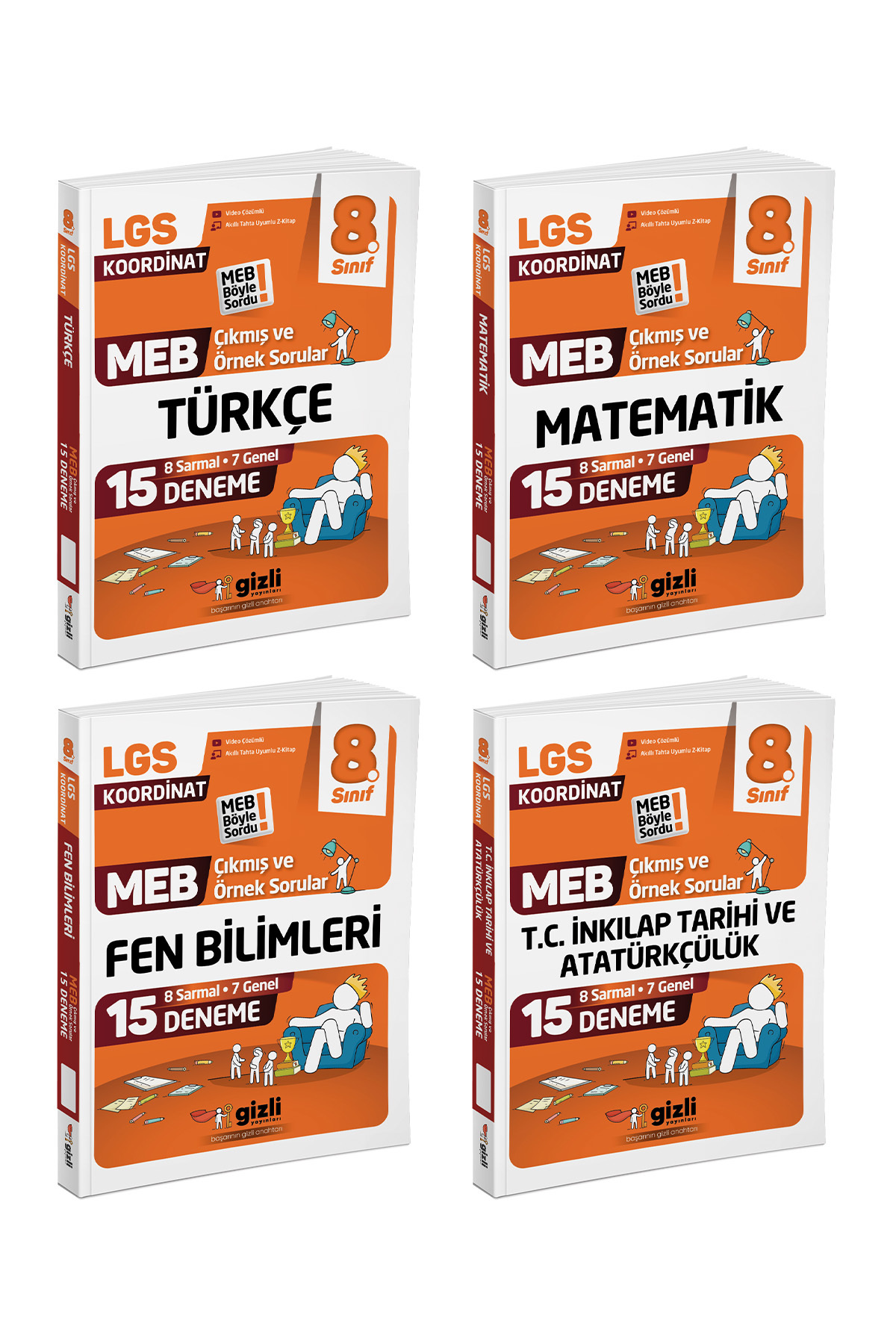 Gizli Yayınları LGS MEB Çıkmış ve Örnek Sorular Dörtlü Set-MEB