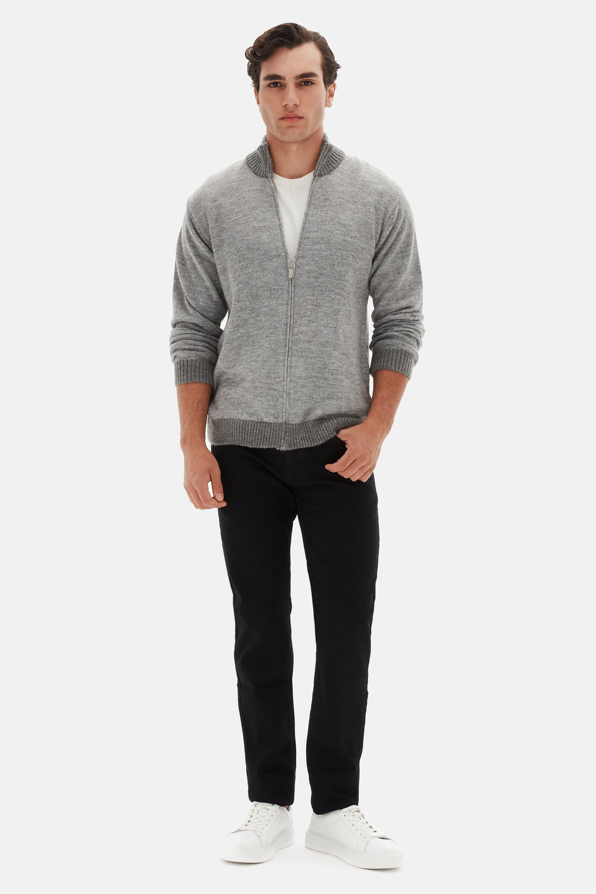 Ds Damat Regular Fit Grey Melange Cardigan — خاکستری 5HC0601020183 — تصویر 3 از 7