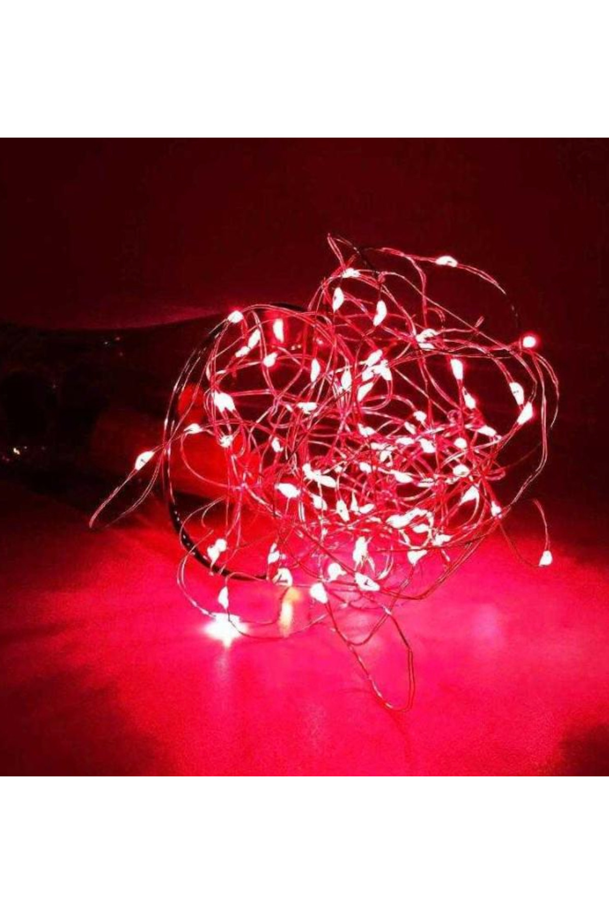 borayris 7 Metre Kırmızı Led Dış Ortam Solar Güneş Enerjili 50 Peri Led Bahçe Aydınlatma