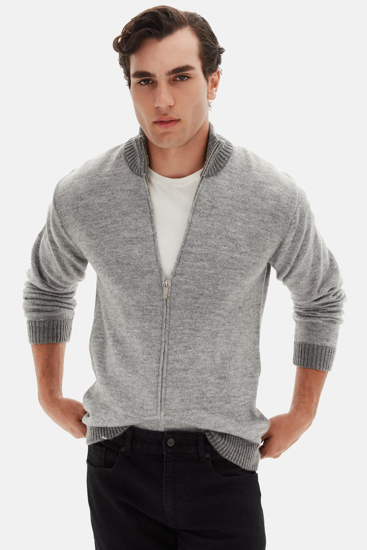 Ds Damat Regular Fit Grey Melange Cardigan — خاکستری 5HC0601020183 — تصویر 6 از 7