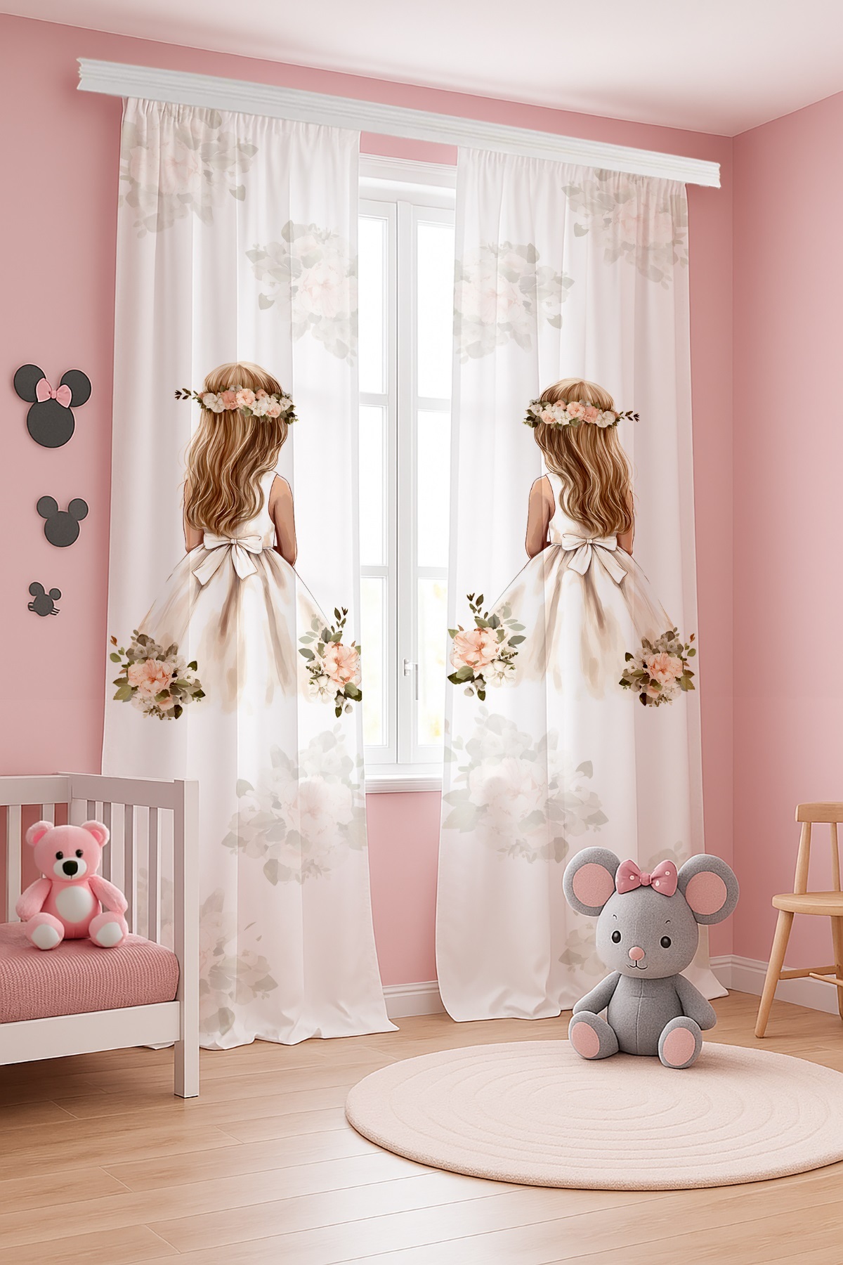 Evpanya Sade Sarı Saçlı Prenses Desenli Çocuk Bebek Odası Fon Perde (Tek Kanat Fiyatlandırma) fotoğrafı 3 (önizleme)