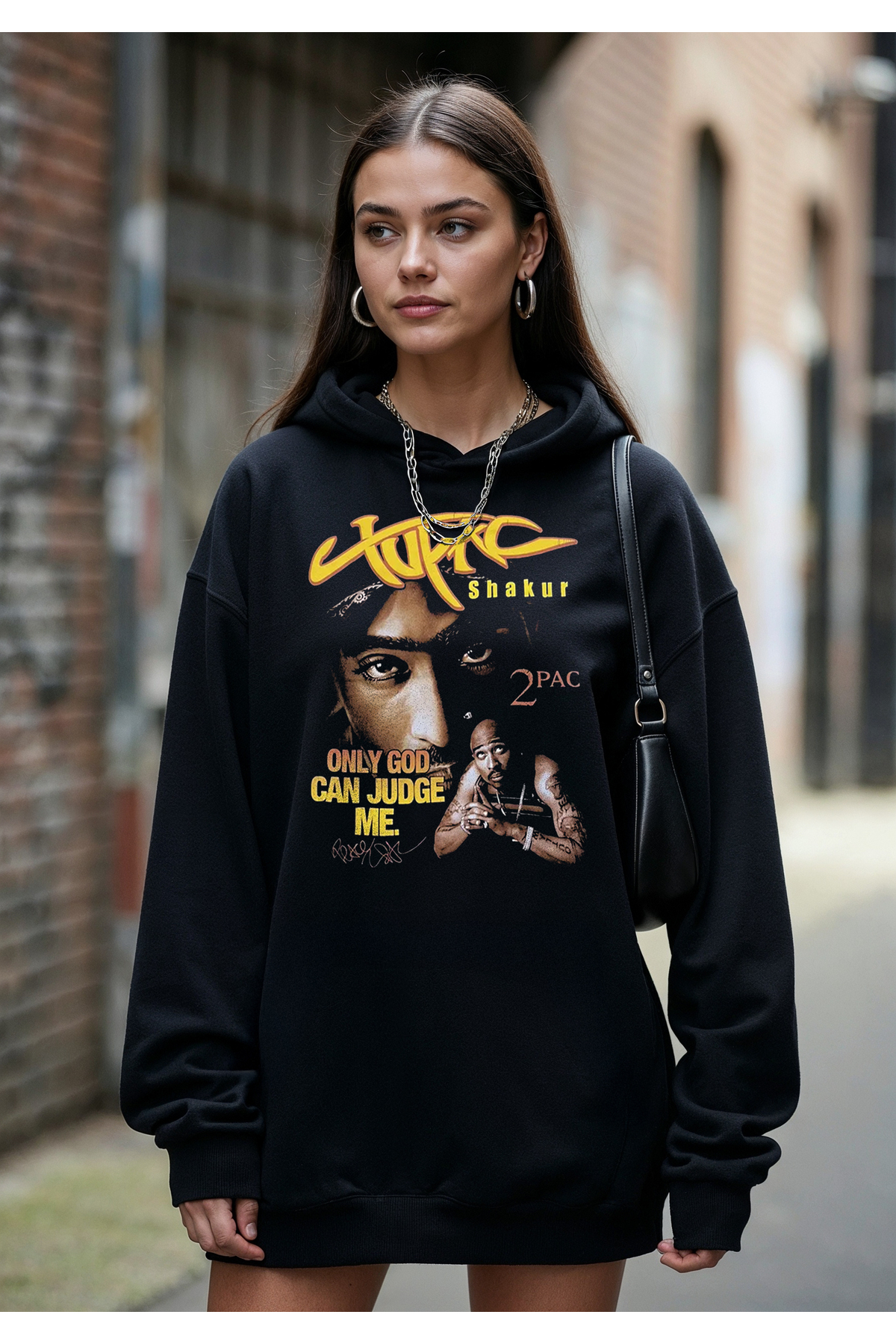 Freak Tshirt Black Tupac Shakur Printed Oversized Hooded Unisex
