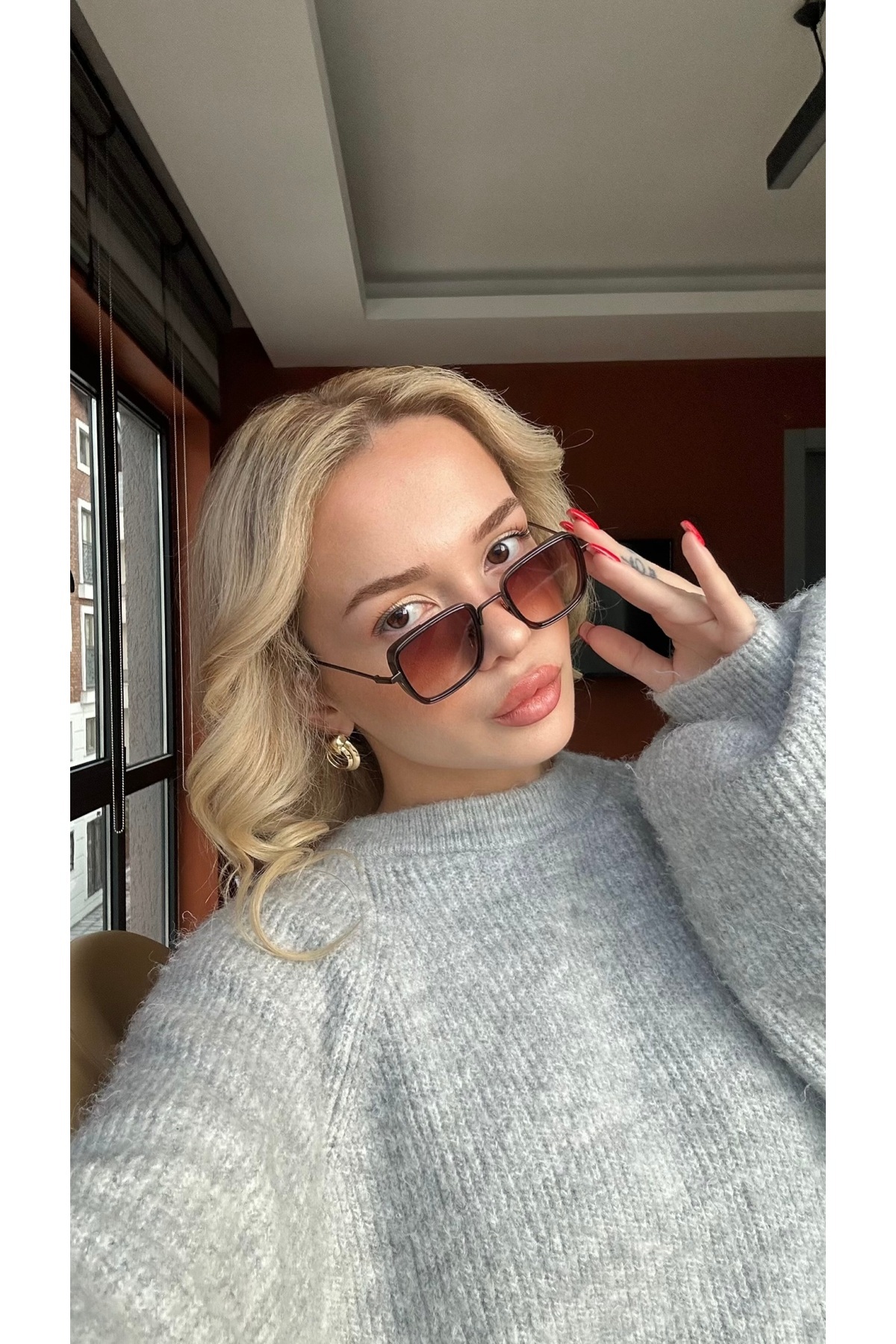 Angel Eyes Small Kare Kahverengi Çerçeve Kahverengi Cam Minimal Güneş Gözlüğü Yüksek Kalite CE Belgesi görsel 2