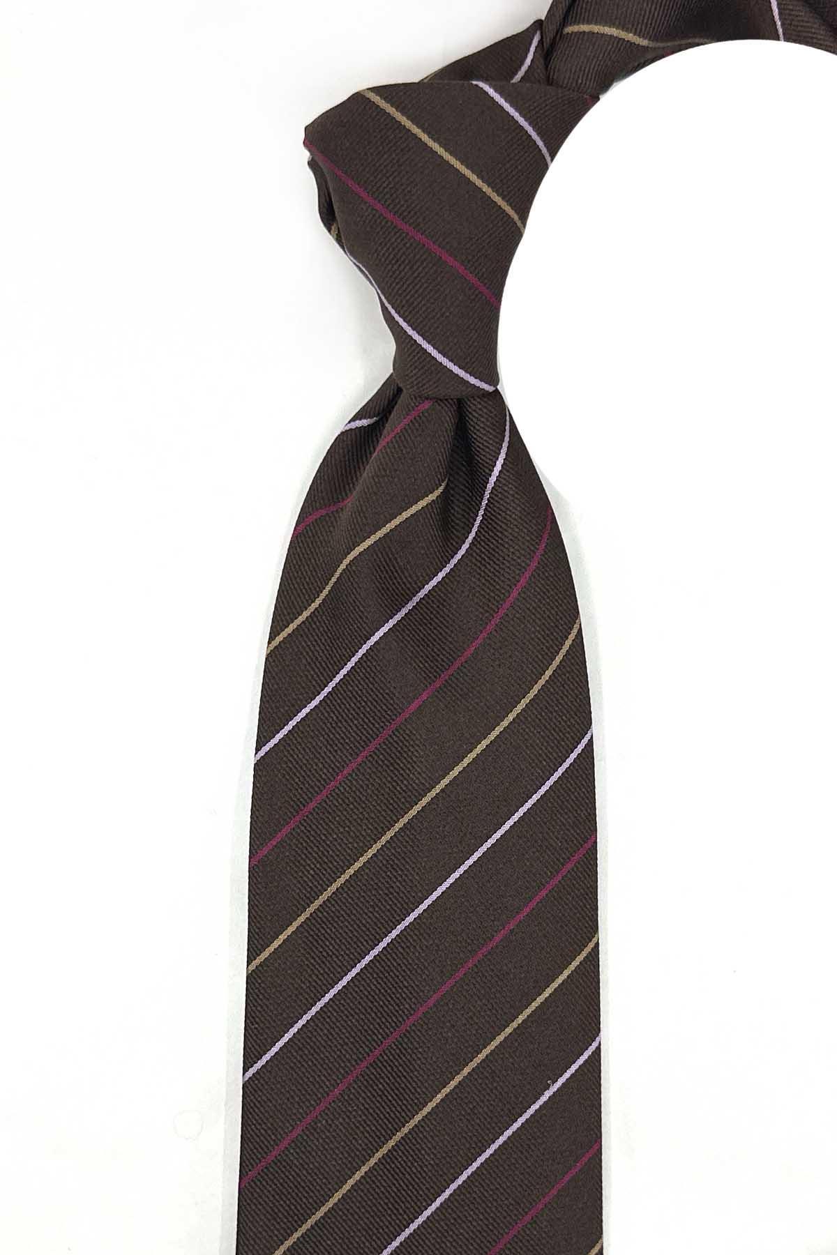  کراوات ابریشمی ایتالیایی مدل قهوه دوگولای IK2055