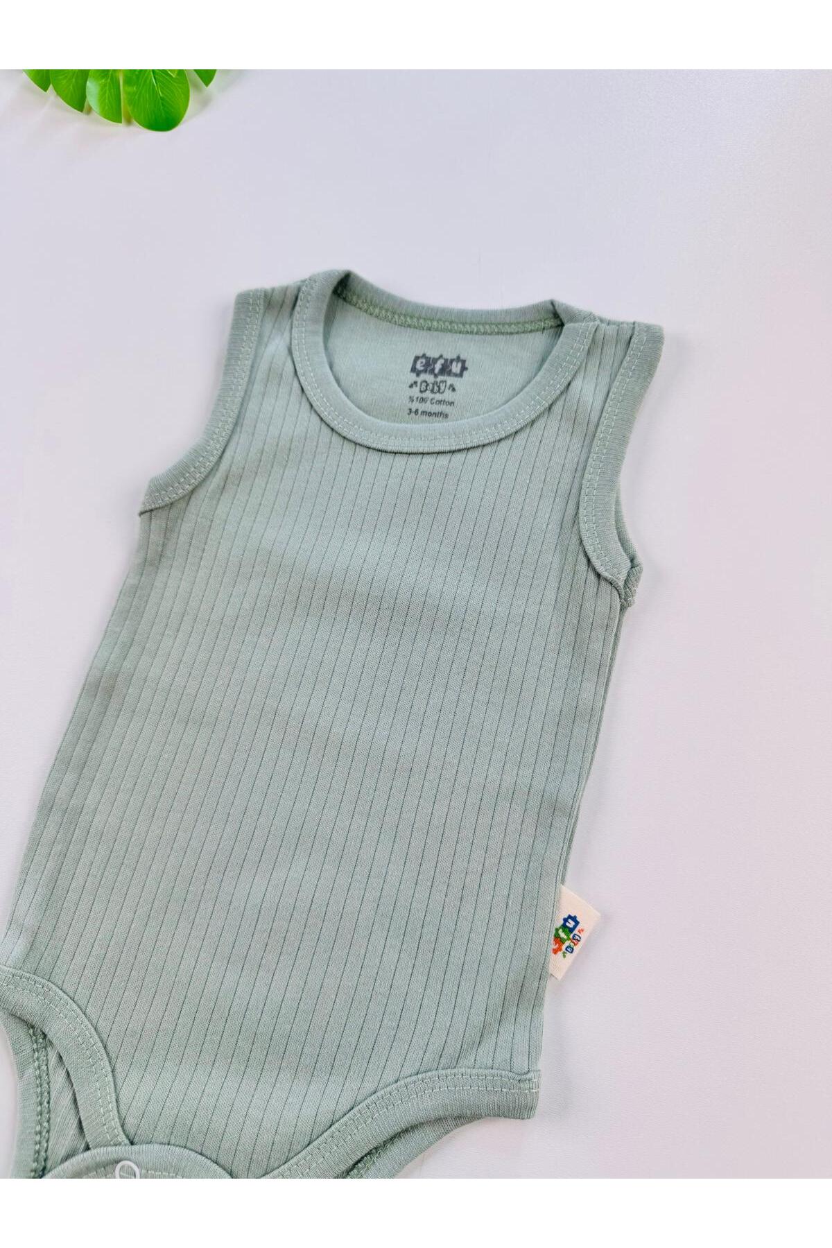 EFU BABY %100 Pamuklu Fitilli Askılı Bebek Atlet Body fotoğrafı 3 (önizleme)