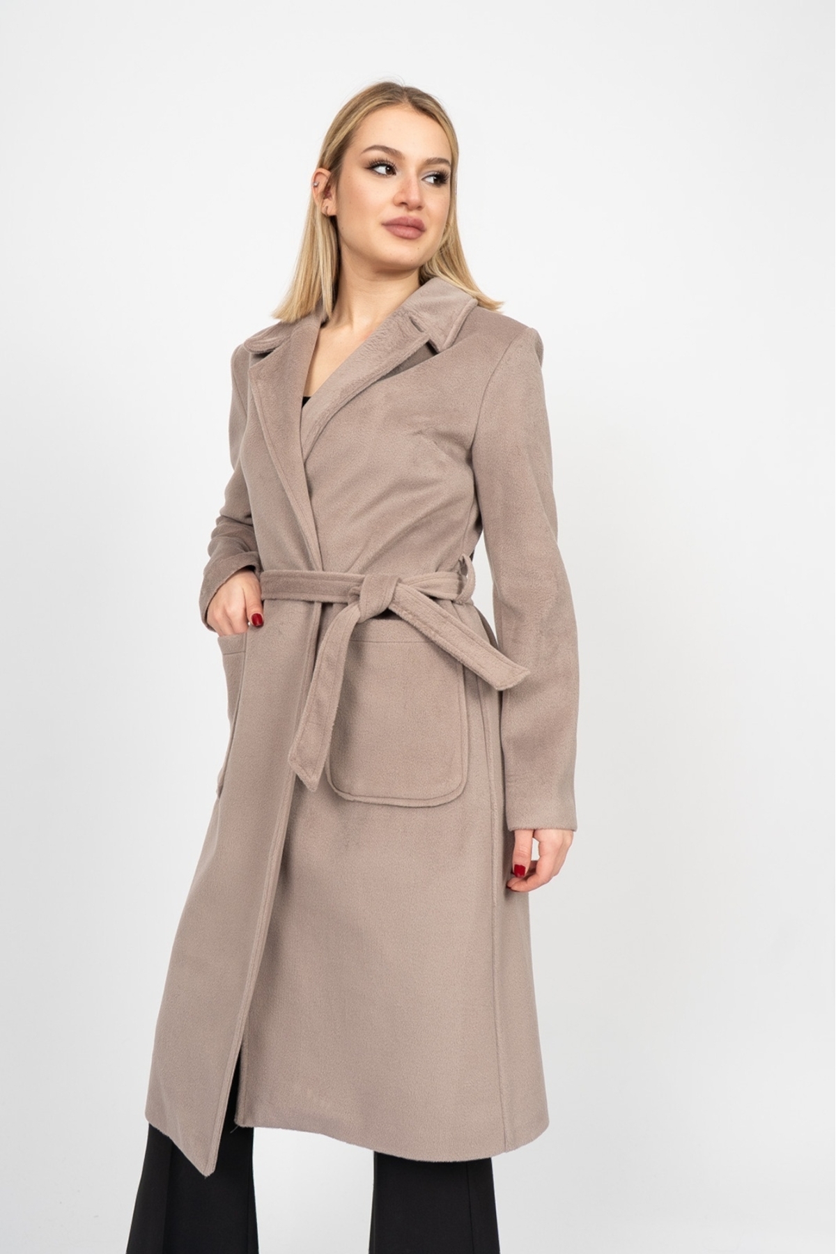 MissVina  CozyLuxe Belted Long Wool Coat – 2627 - Görsel 3