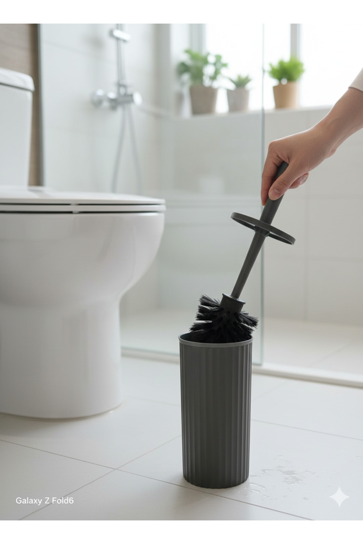 Hagen Çizgi Desenli Tuvalet Fırçası Wc Temizlik Fırçası Kaliteli Sert Fırçalı Premium Özel Üretim