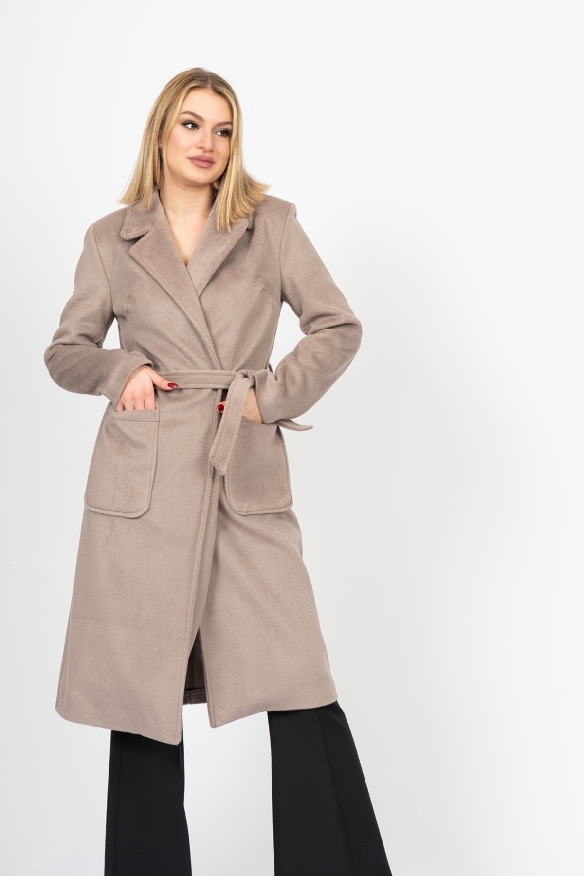 MissVina  CozyLuxe Belted Long Wool Coat – 2627 - Görsel 5