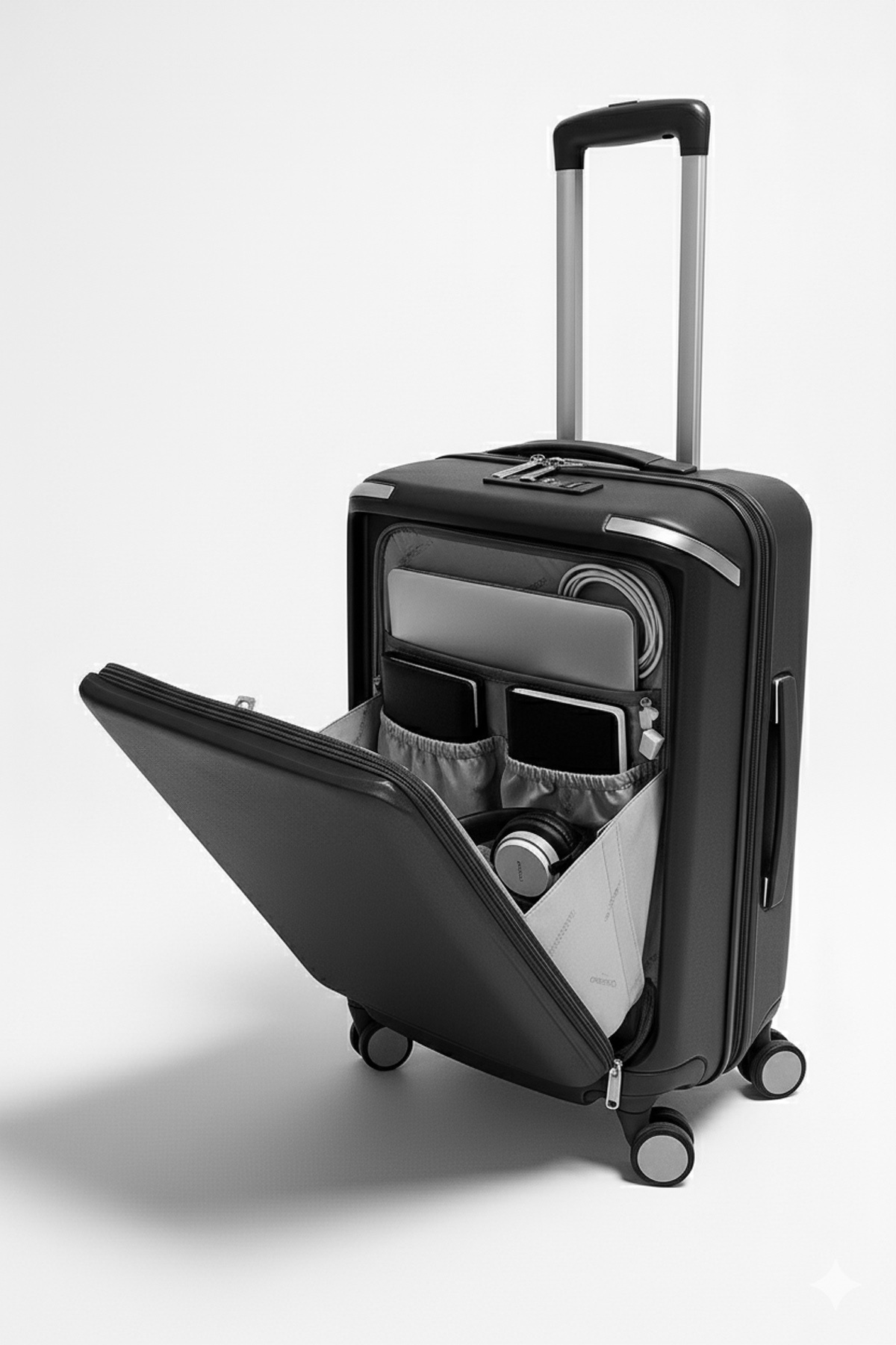 Pierre Cardin  Orta Ve Kabin Boy 2'li Set %100 Polipropilen Valiz Siyah 04PC7090 - Görsel 5