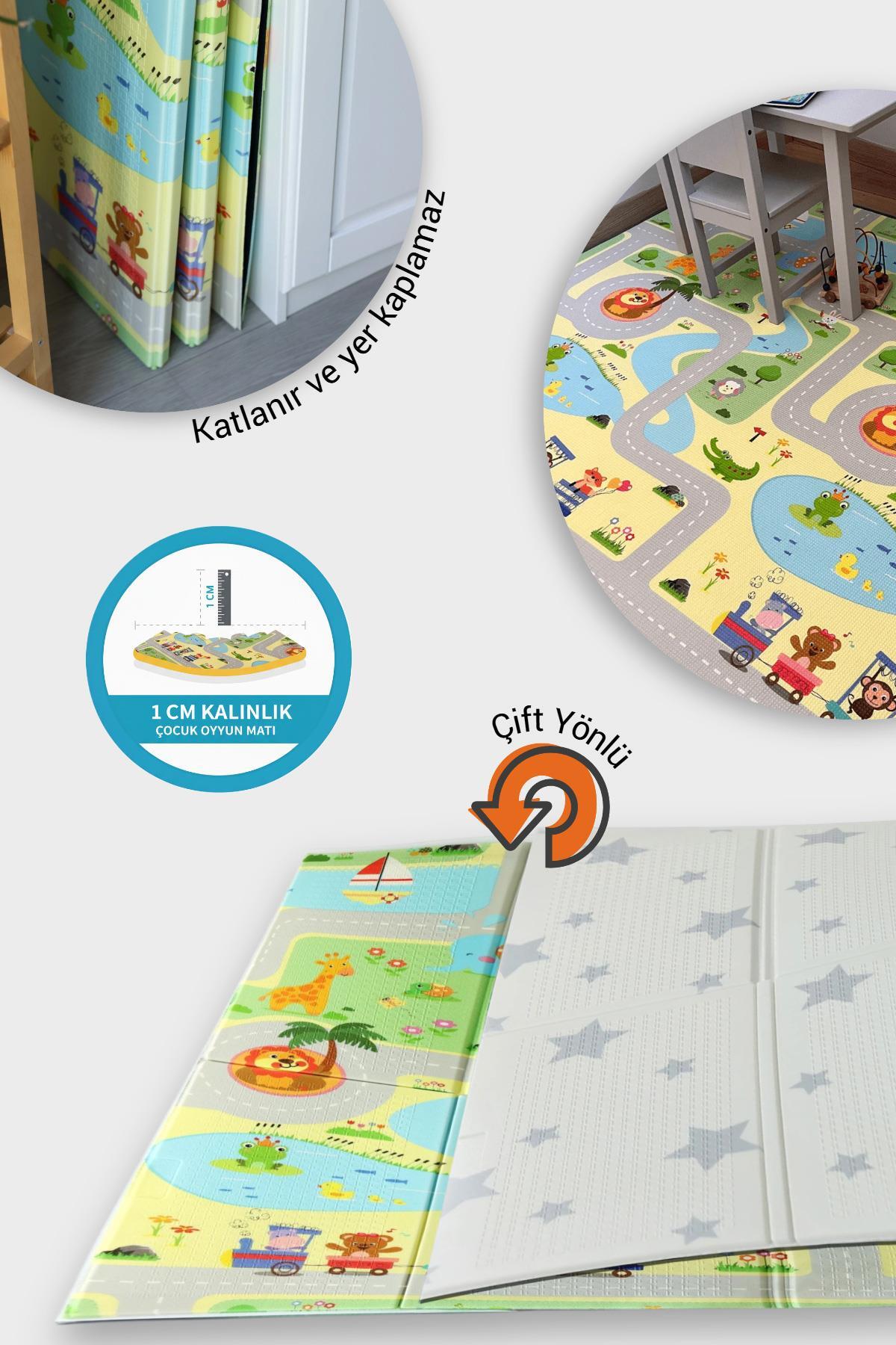 Wellgro Oyun Matı, 200x130x1 cm Çift Taraflı Katlanır Oyun Halısı fotoğrafı 2 (önizleme)