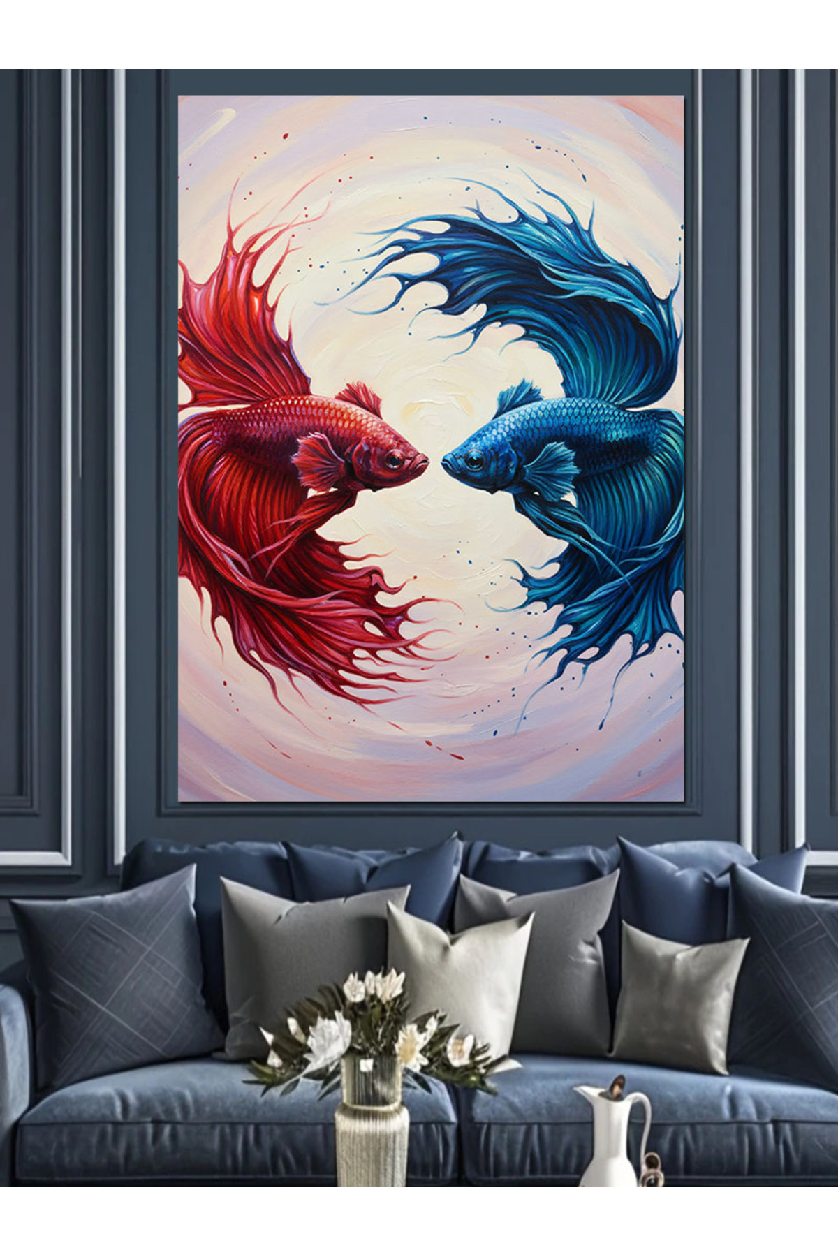 Kırmızı Mavi Siyam Yüksek kaliteli yağlı boya dokulu Kanvas Canvas Tablo kanvas tablo canvas tablo