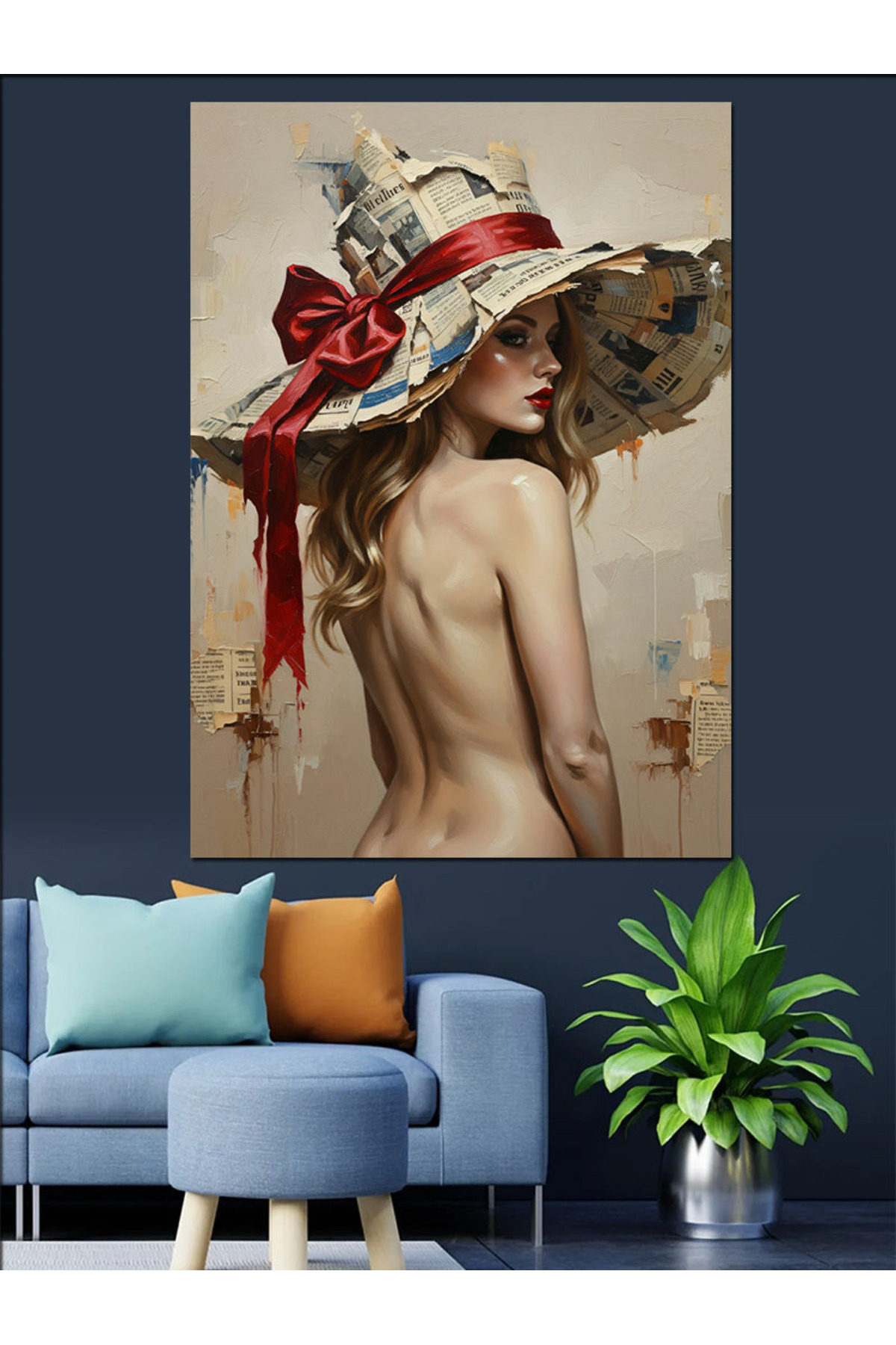 Şapkalı Çiçekli Yüksek kaliteli yağlı boya dokulu Kanvas Canvas Tablo kanvas tablo canvas tablo duv