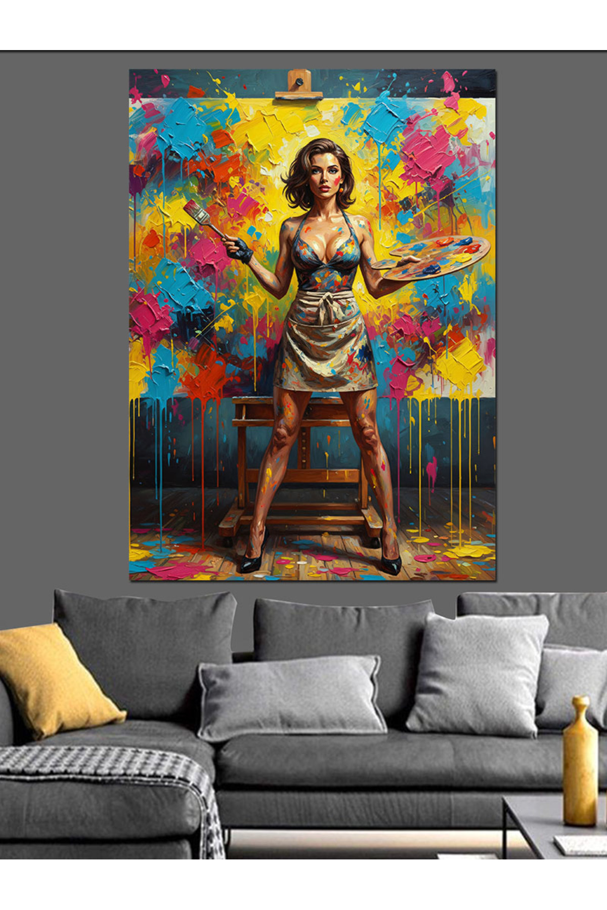 Renkler Ve Ressam Yüksek kaliteli yağlı boya dokulu Kanvas Canvas Tablo kanvas tablo canvas tablo d