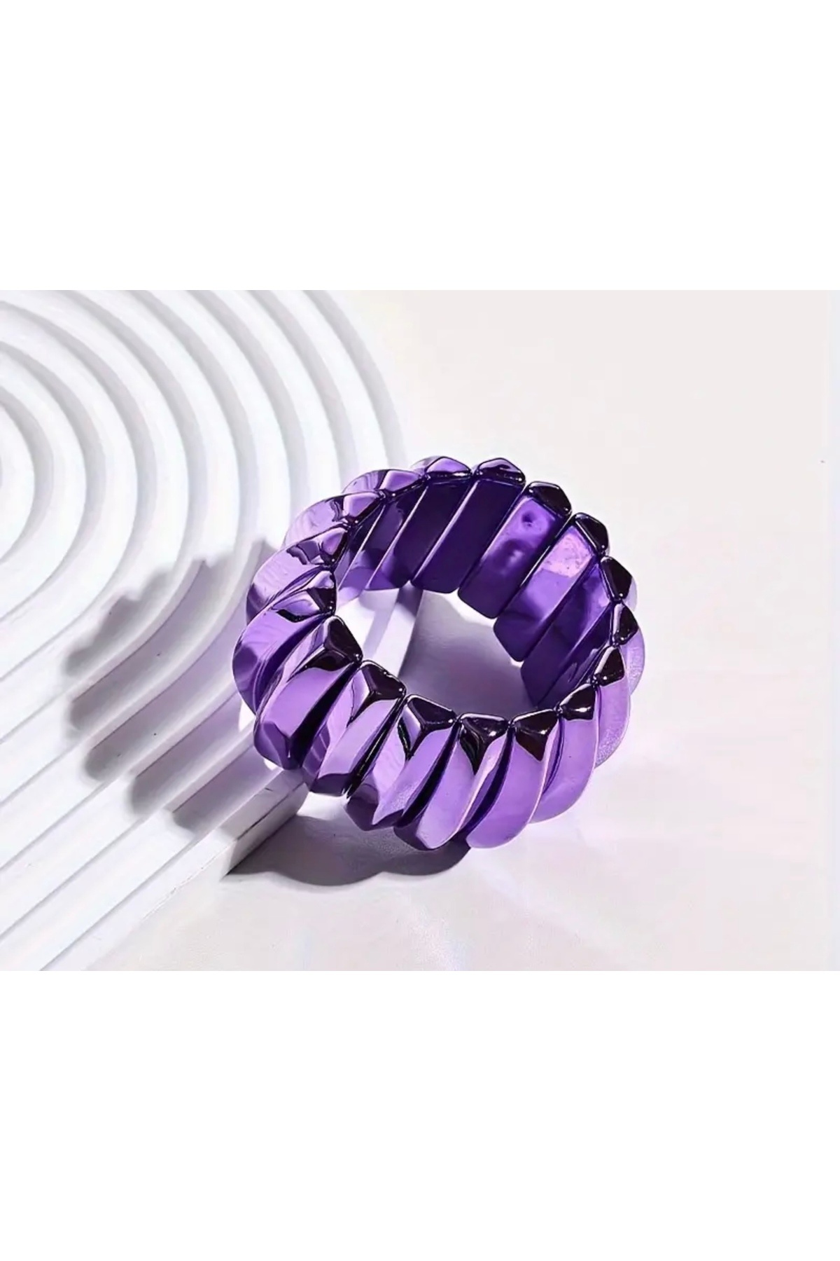 Moda Nova TR 1 Şık El Yapımı Retro Esintili Cesur Mor Reçine Bilezik Kadınlar