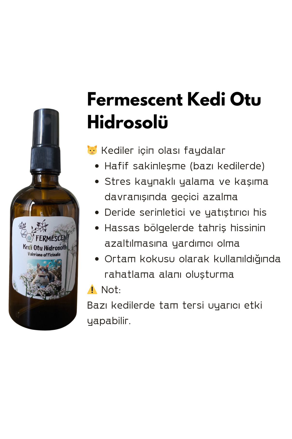 Kedi Otu Suyu Hidrosolü Kedi ve Köpekler İçin Doğal Bakım Toniği 100 ml — 3535070708 — تصویر 3 از 8