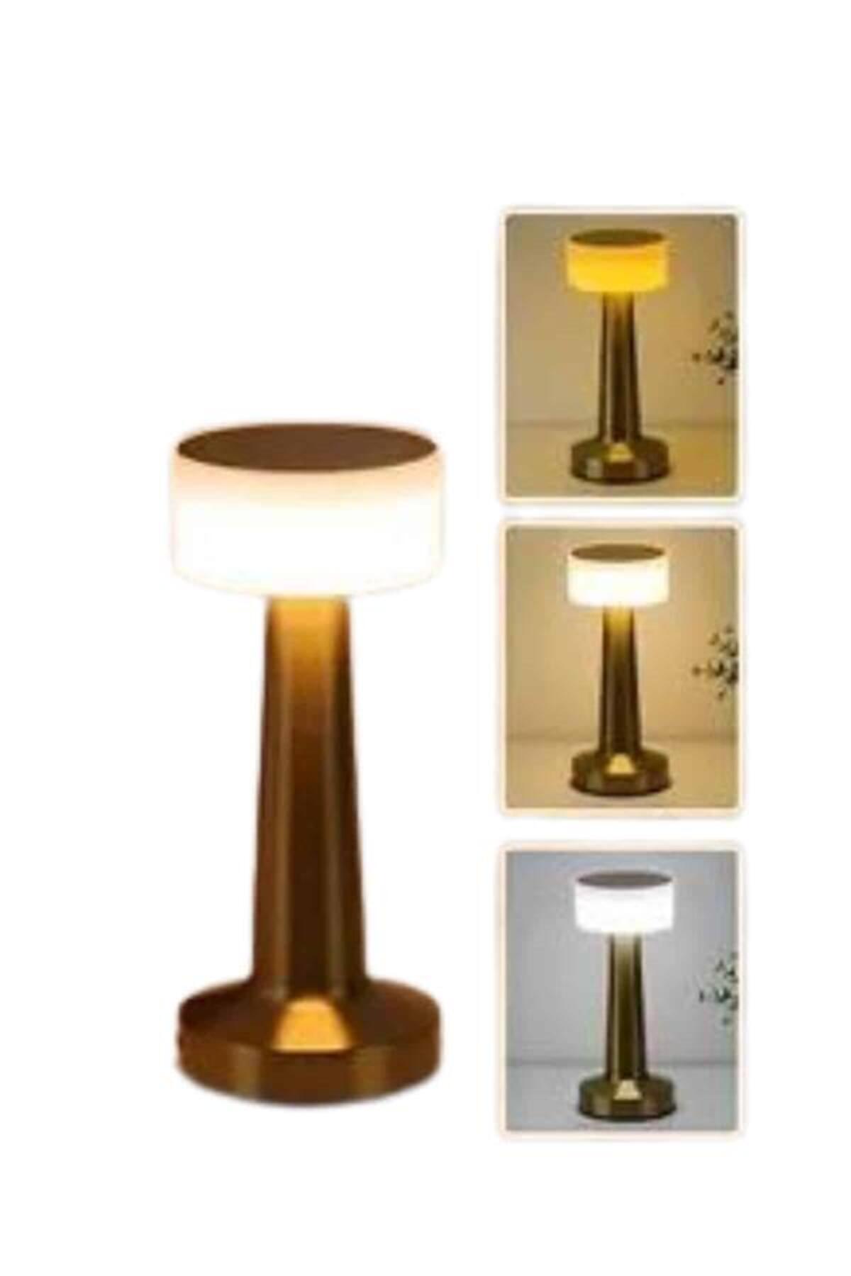 UCUZTEKNO Kablosuz Renkli Masa ve Gece Lambası Altın Rengi Dokunmatik Led Lamba