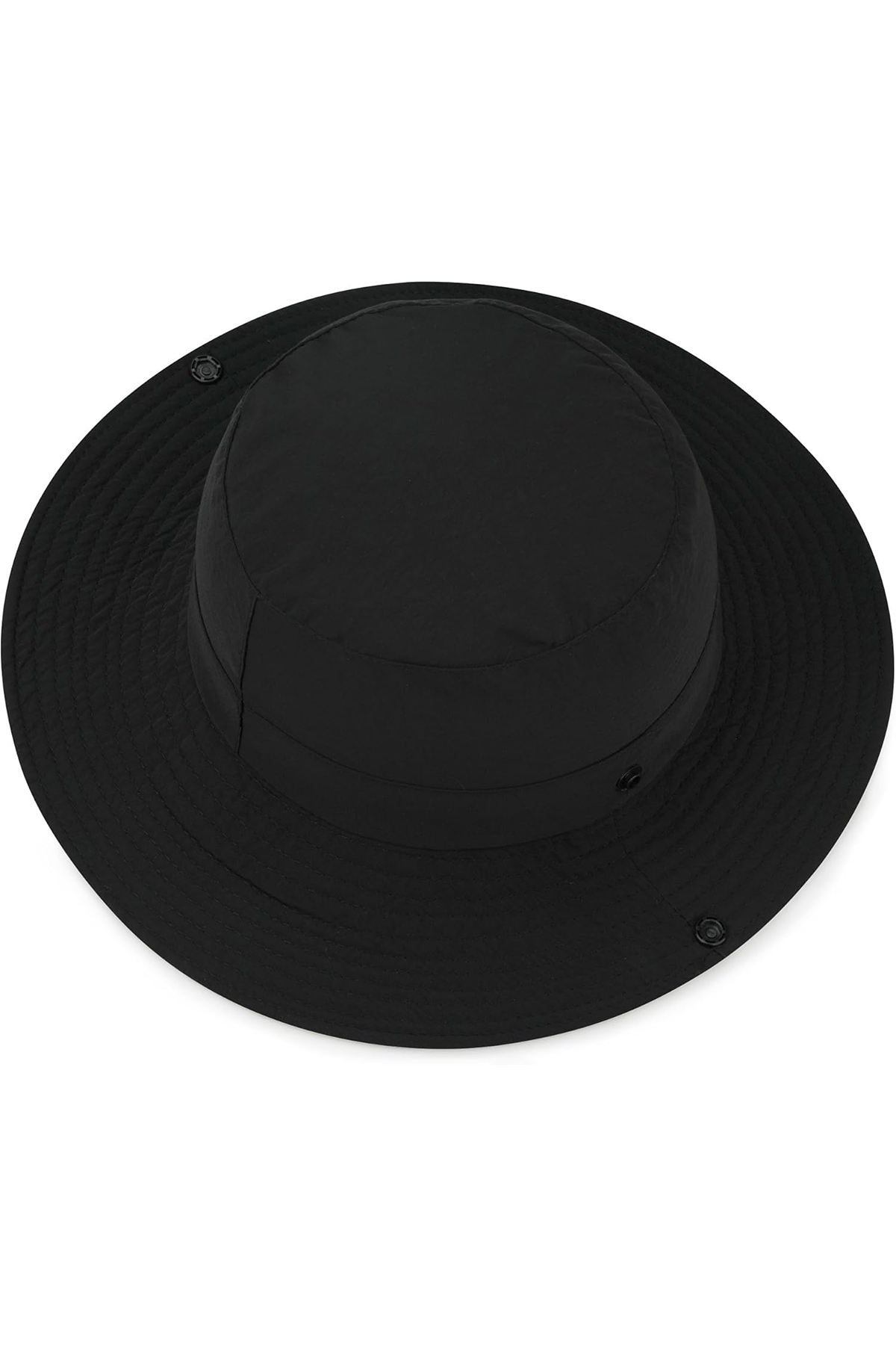 Verahed Yazlık Katlanabilir Geniş Siperlikli Siyah Safari Kovboy Şapkası Unisex Fötr Bucket Balıkçı Şapka görsel 6