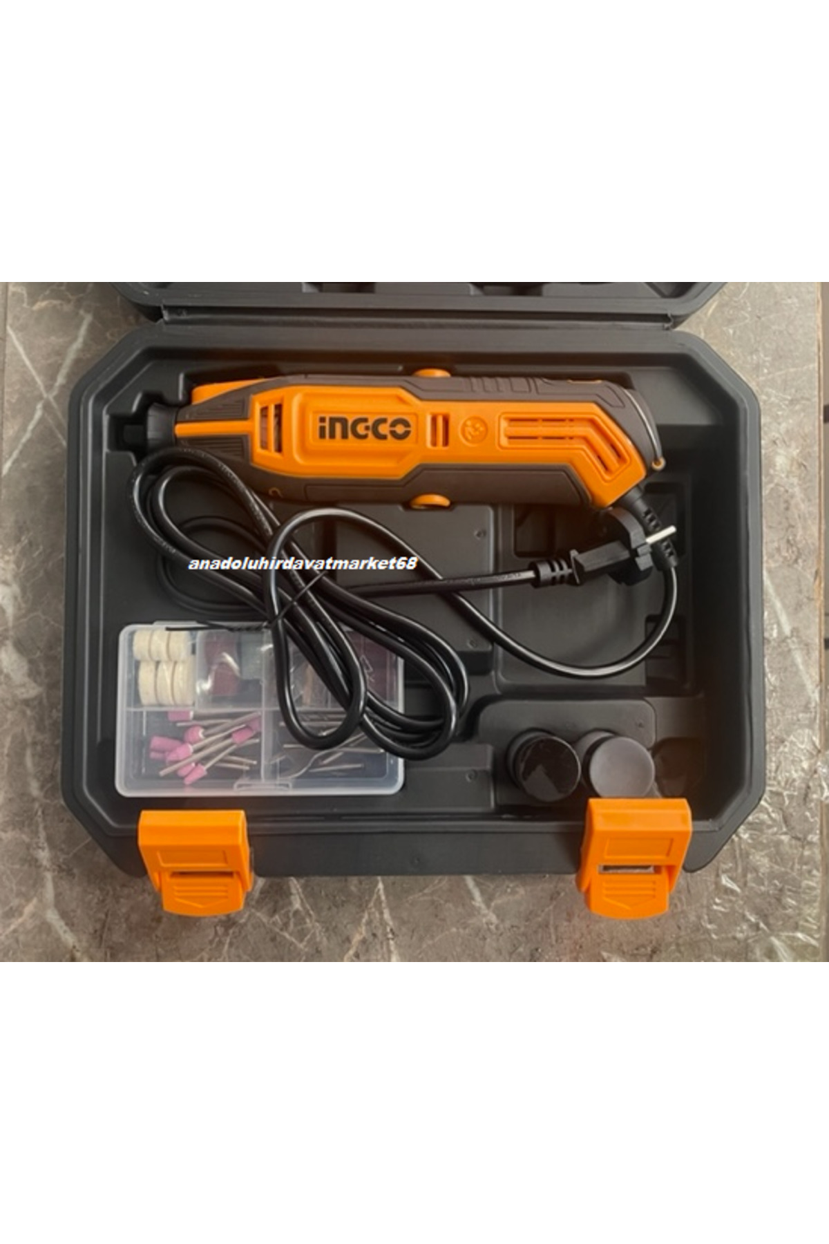 Ingco 130W MİNİ MATKAP GRAVÜR SETİ KALIPÇI TAŞLAMA AHŞAP TAŞ CAM İŞLEME SETİ 109PC