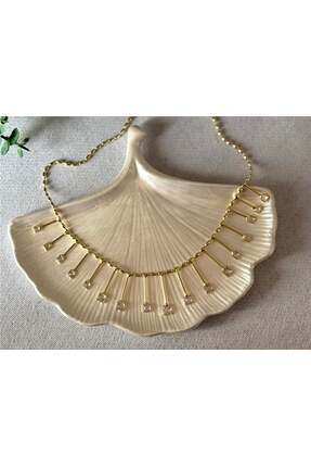 Genel Markalar Özel Seri Kare Zirkon Taş Çubuk Tasarım Gold Kolye