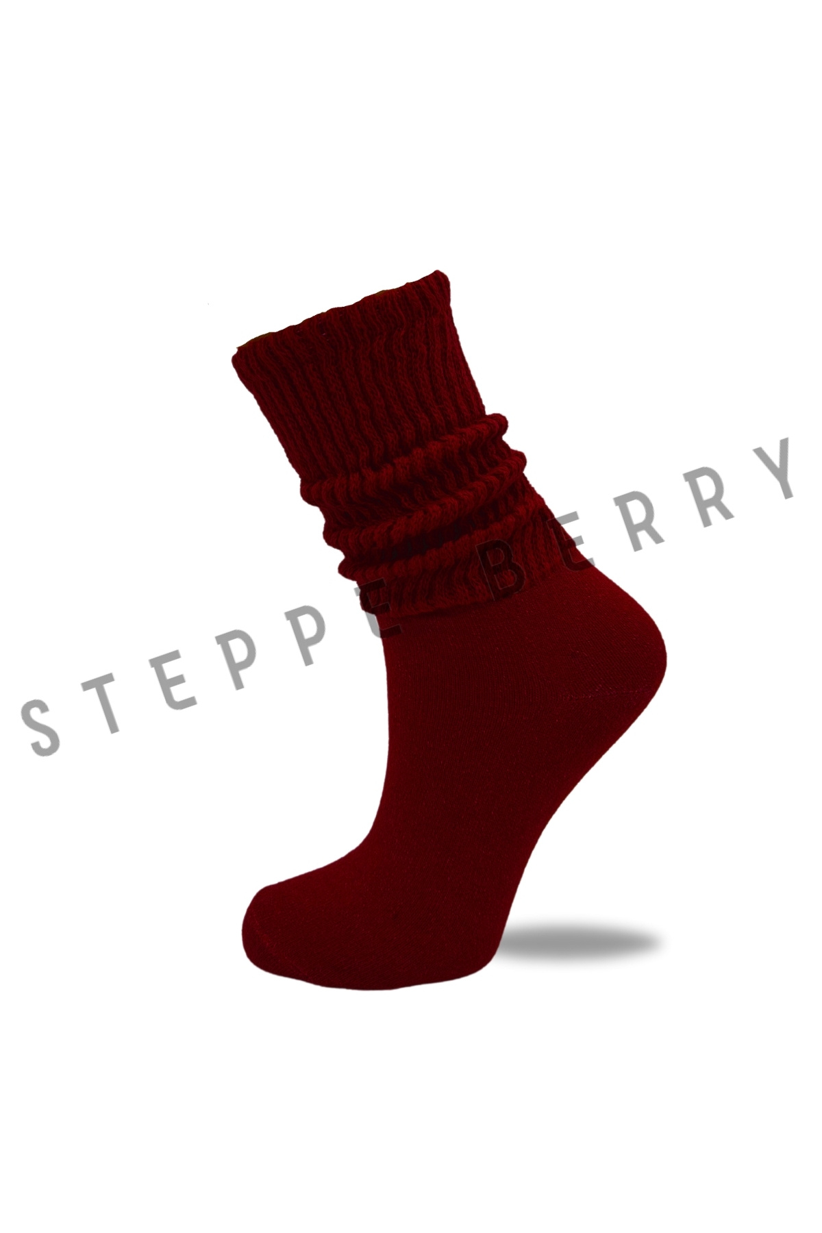 Bordo Ince Slouchy Tozluk Çorap