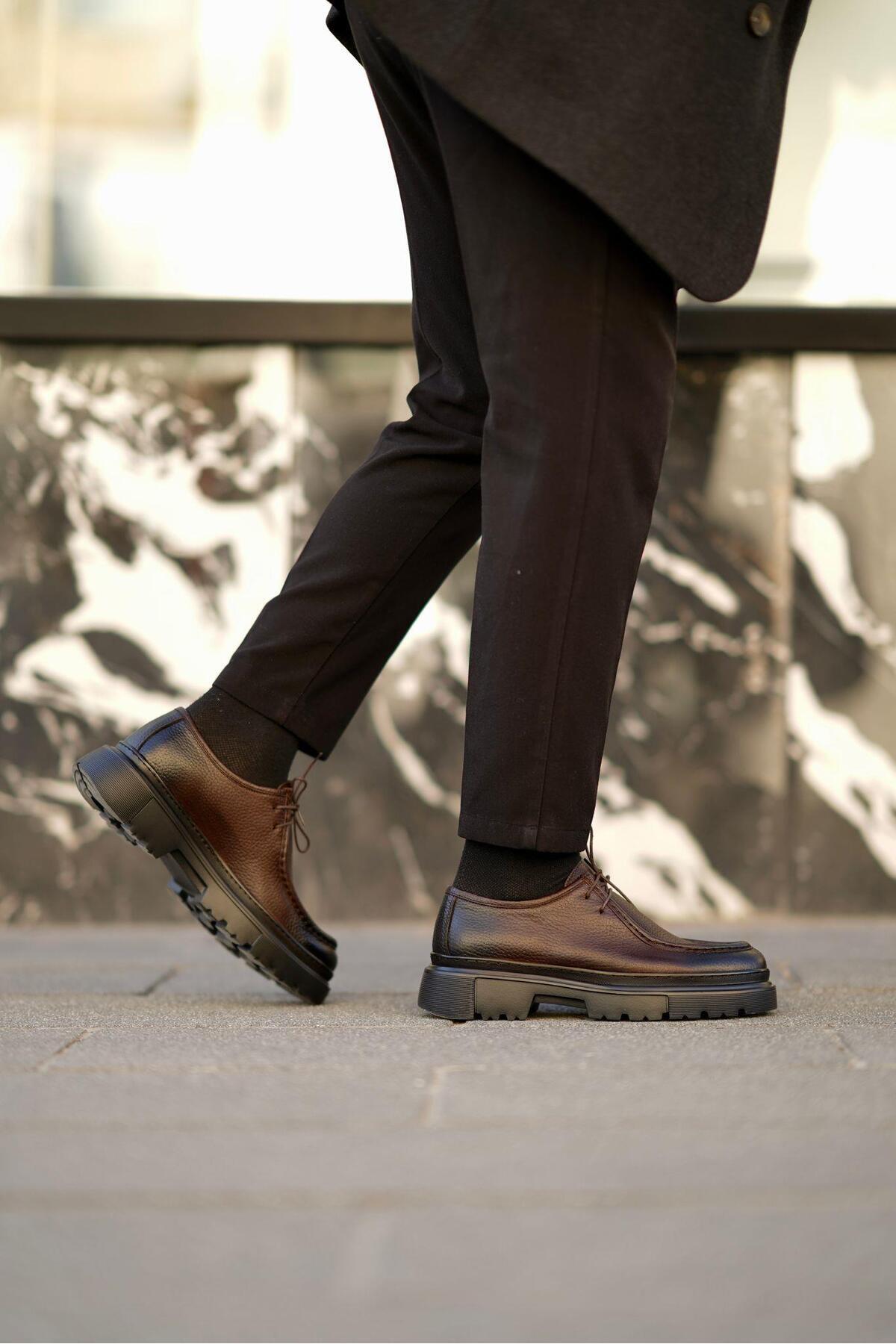 Ahmed Hamdi Bey  Mateo Kahverengi Erkek Deri Ayakkabı - Görsel 8