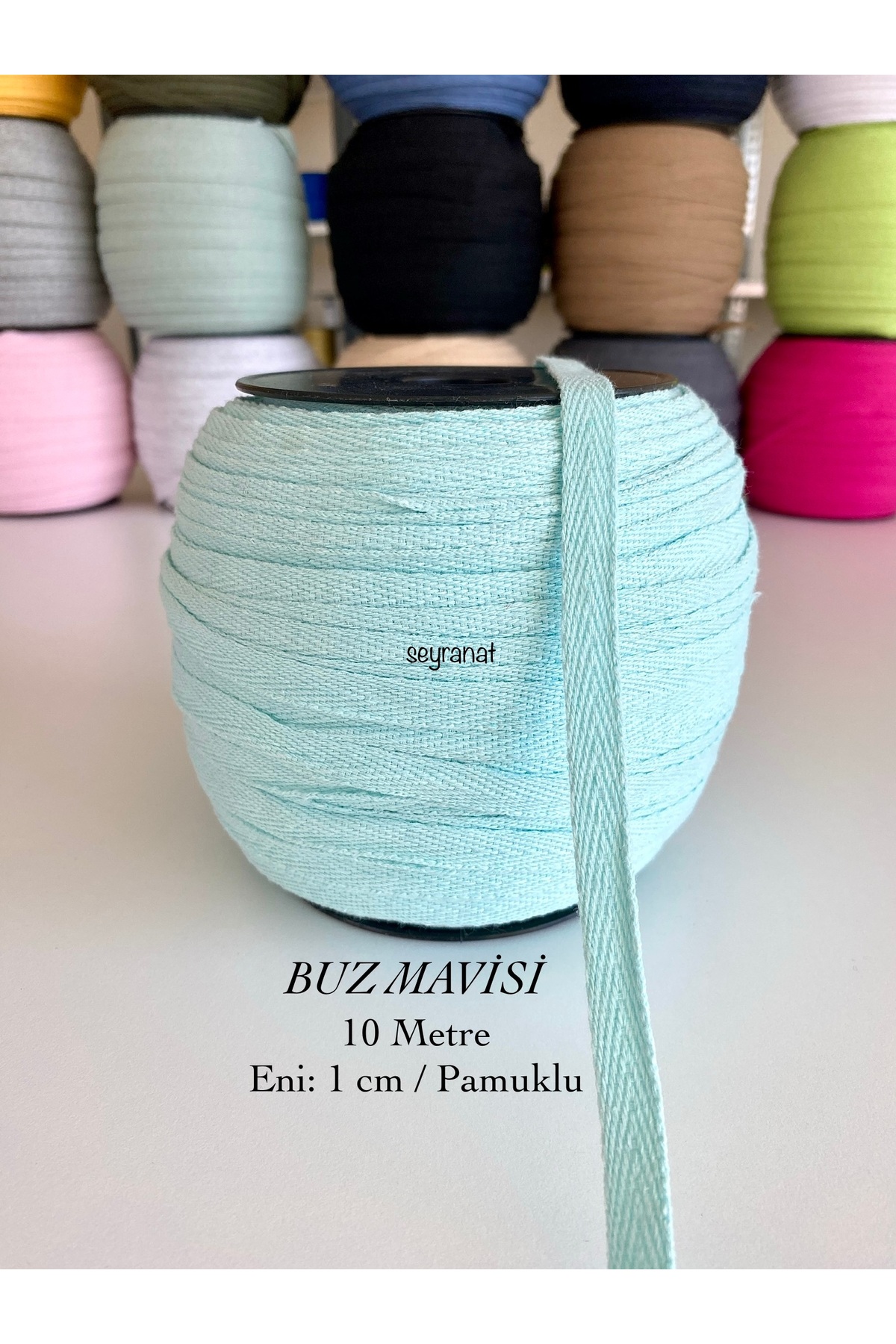 10 Meter Width 1 Cm Ice Blue Cotton Narrow Weave-Herringbone Piping-Ribbon- Extrafor -Seam Sealer