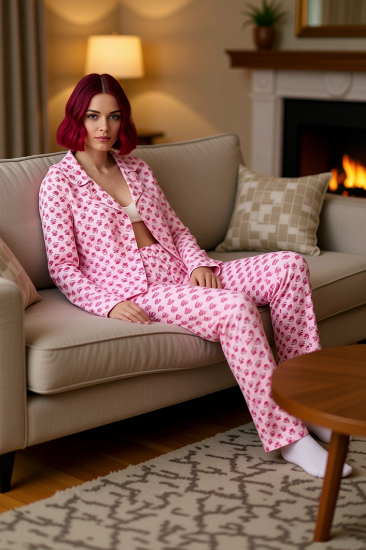 Çiçekli Gömlek Yaka Pijama Takımı Kadın Fonksiyonel Dayanıklı Kaliteli Konforlu Estetik Şık
