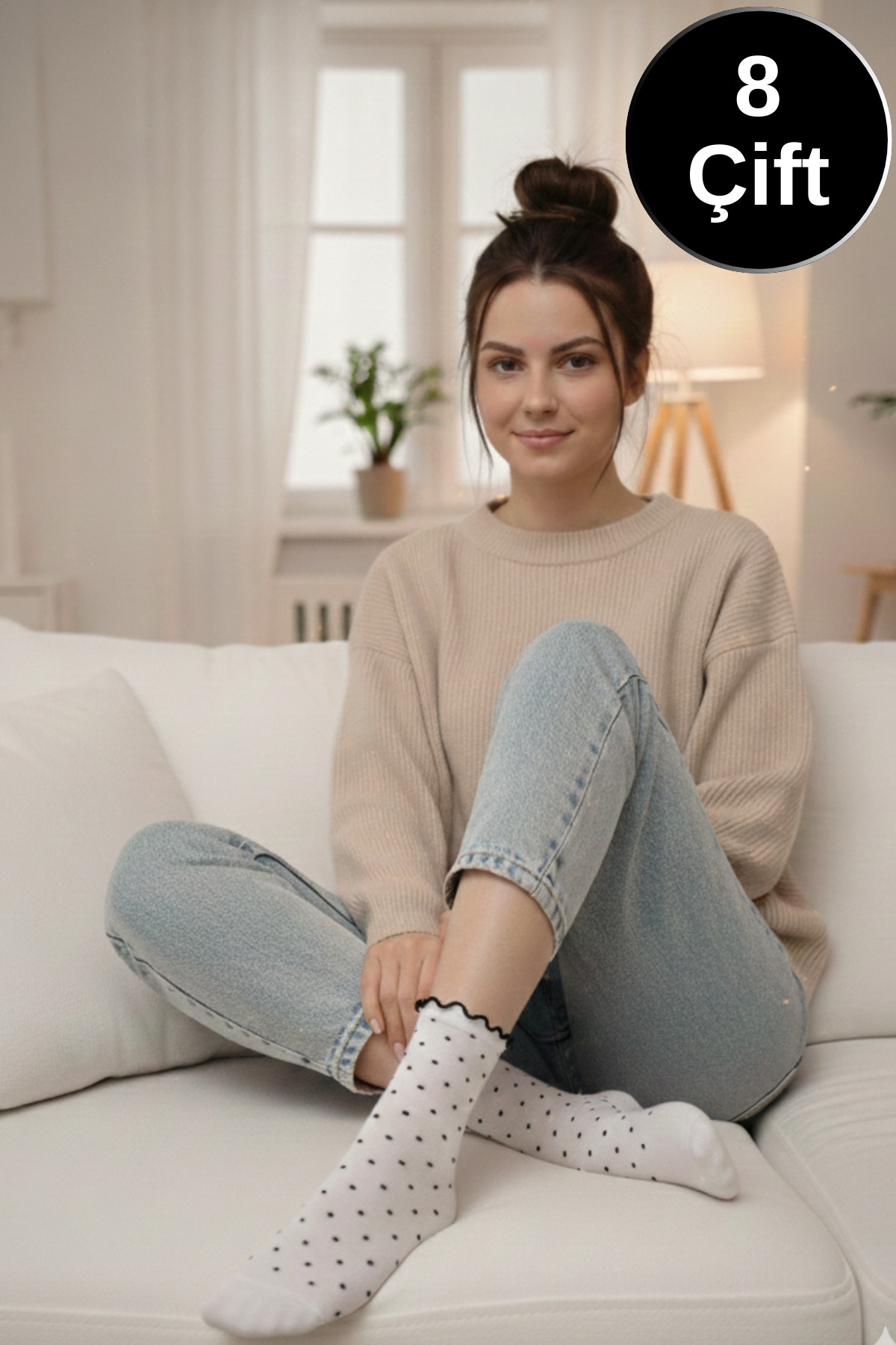 Kadın Çorap Fırfırlı Bilek Boy Desenli (8 ÇİFT) Kaliteli Penye Patik Çorap — görsel 7 · 102832480069