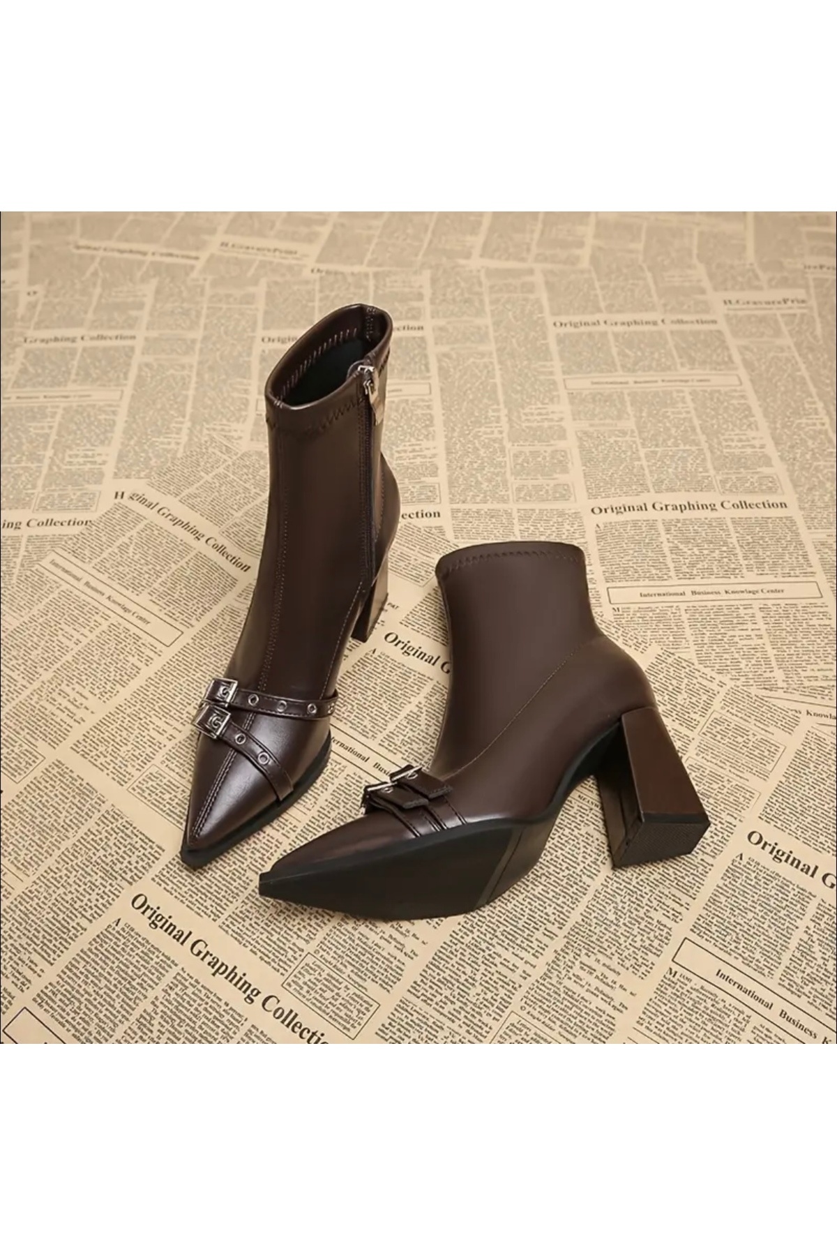 softoria shoes kadın streç tokalı topuklu bot2030 görsel 3