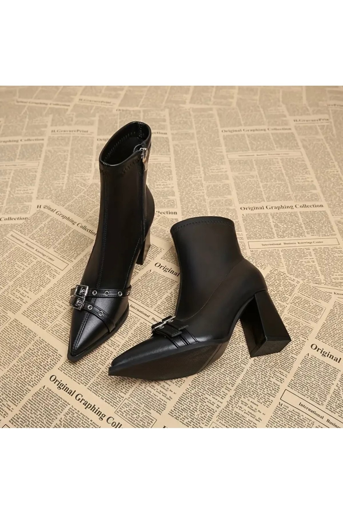 softoria shoes kadın streç tokalı topuklu bot2030 görsel 2