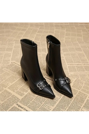 softoria shoes kadın streç tokalı topuklu bot2030