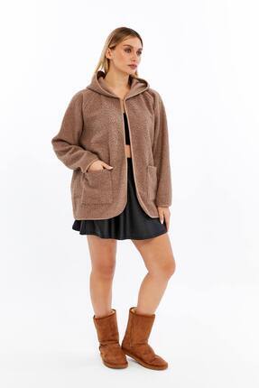 MADE BY ALİSHA vizon buklet kapşonlu mevsimlik mont, kaban