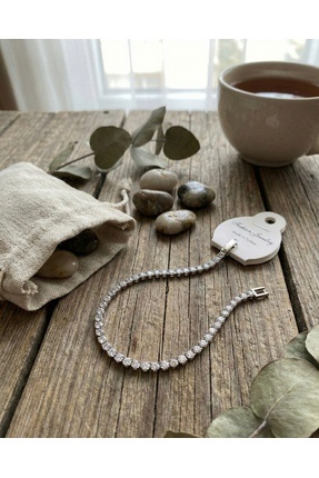 Tasarım Zemira Gümüş Renk Zirkon Taşlı Su Yolu Bileklik - Işıltılı ve Zarif K...