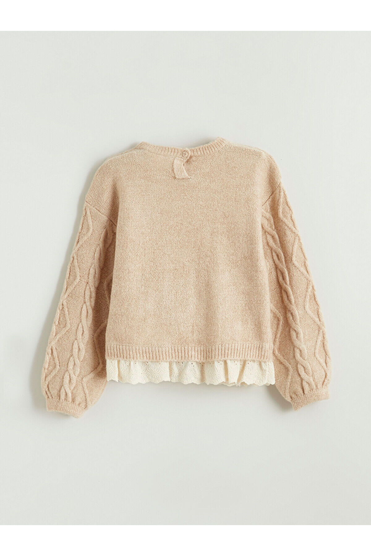 LC Waikiki M&B Collection Bej Bisiklet Yaka Kız Çocuk Kazak fotoğrafı 4 (önizleme)